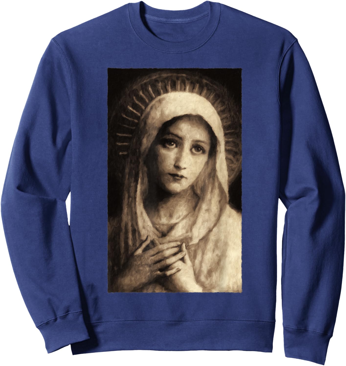 Virgin Mary Maria Catholic Painting Sweatshirt - Sweatshirt | Navy