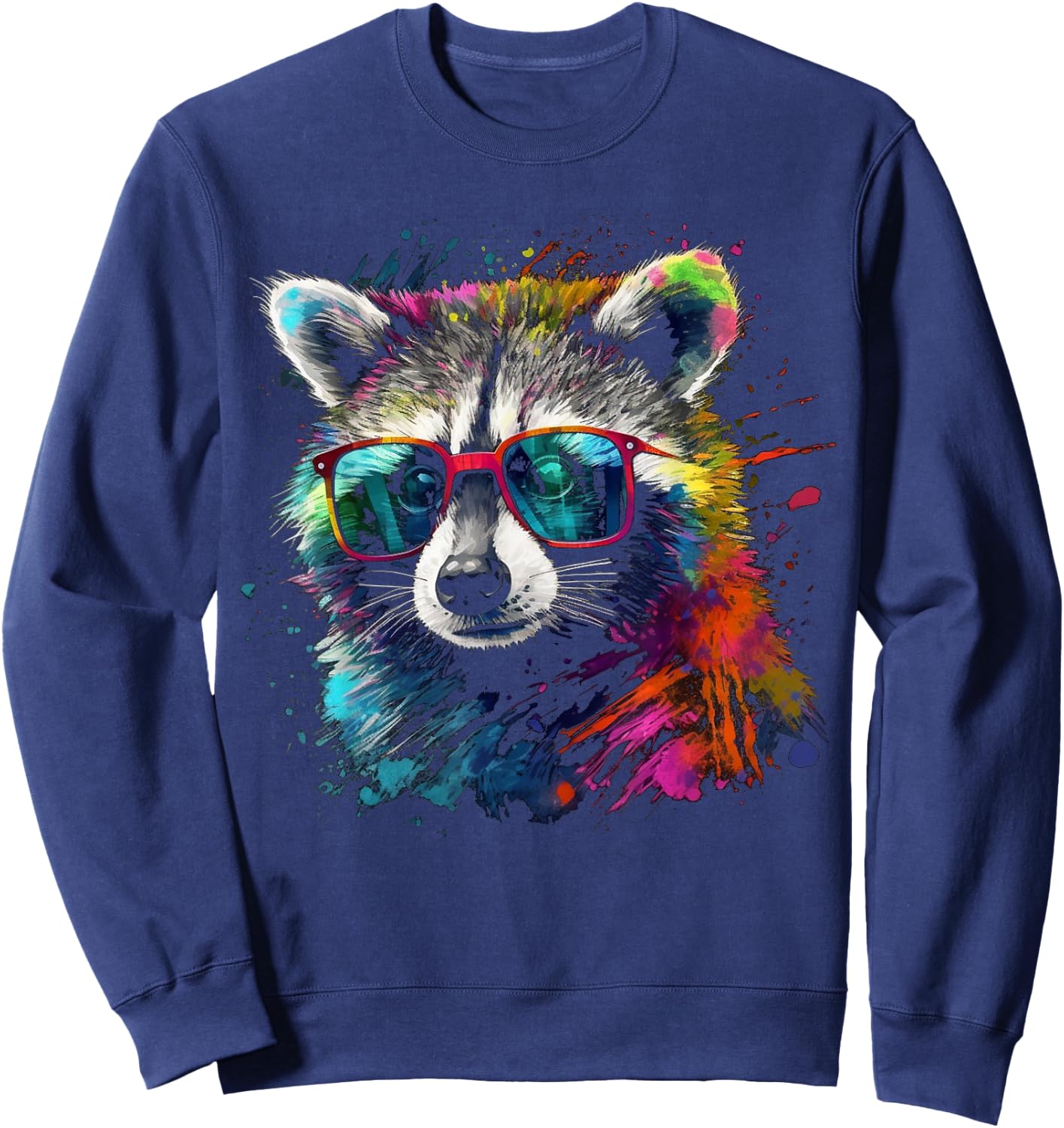Waschbär bunte Sonnenbrille - Tiermotiv Kunst Waschbär Sweatshirt - Sweatshirt | Navy