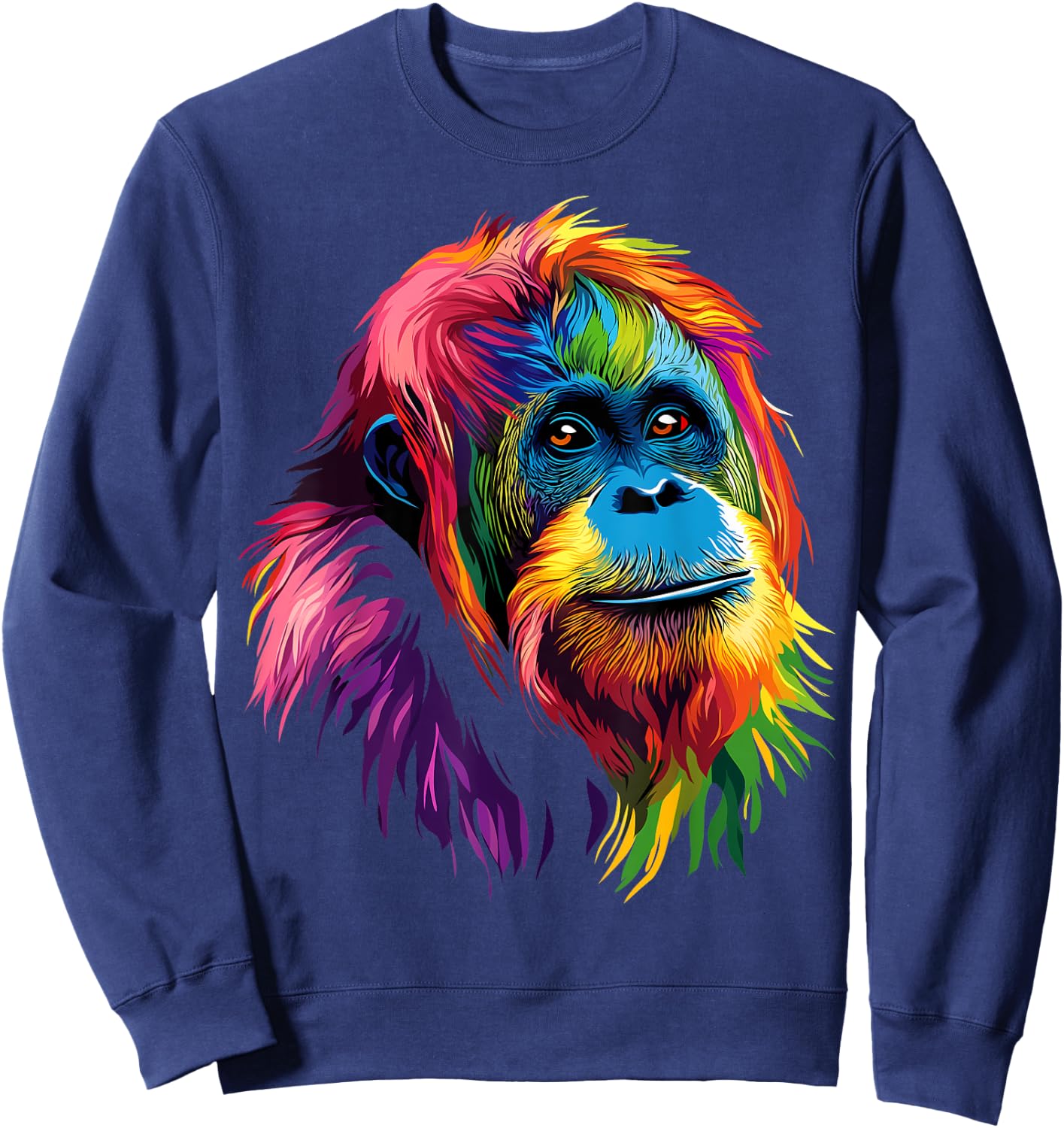 Colorful Orangutan Rainforest Great Ape Jungle Animals Black Sweatshirt - Sweatshirt | Navy