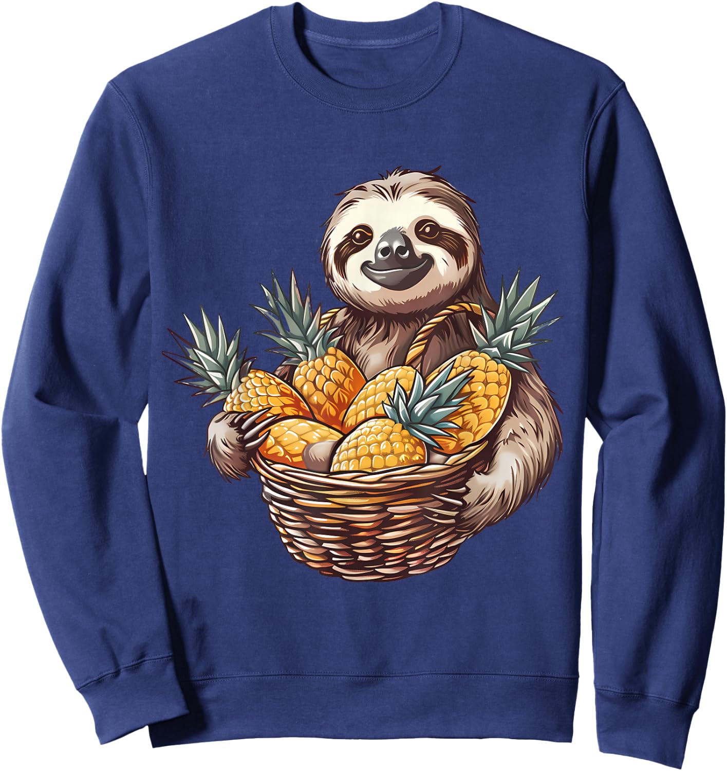 Pineapple Sloth Pineapples Fruit Drawing Motif Wildlife Sweatshirt - Sweatshirt | Navy