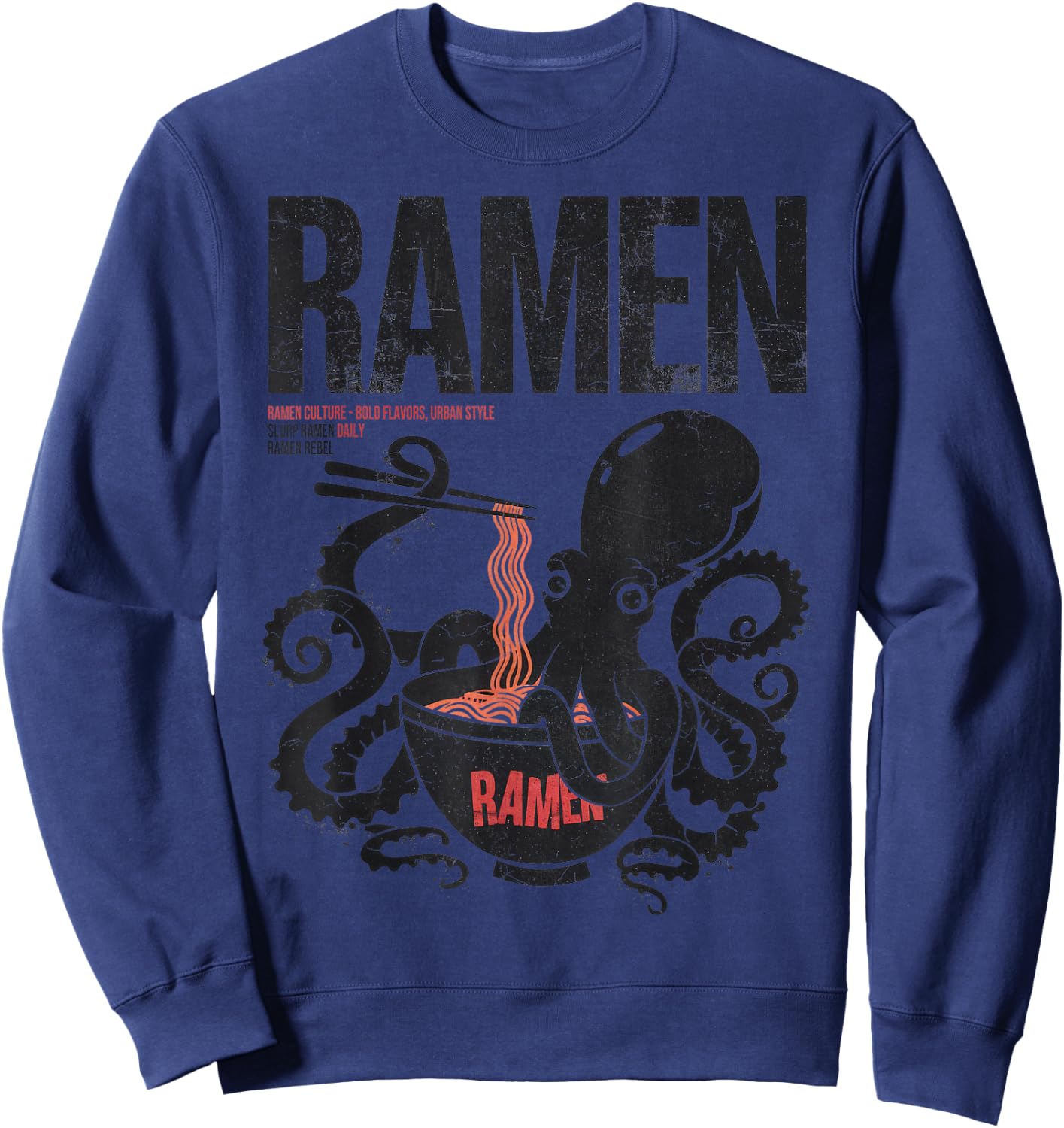 Ramen Noodles Kawaii Japan Fashion Y2K Otaku Manga Anime Sweatshirt - Sweatshirt | Navy