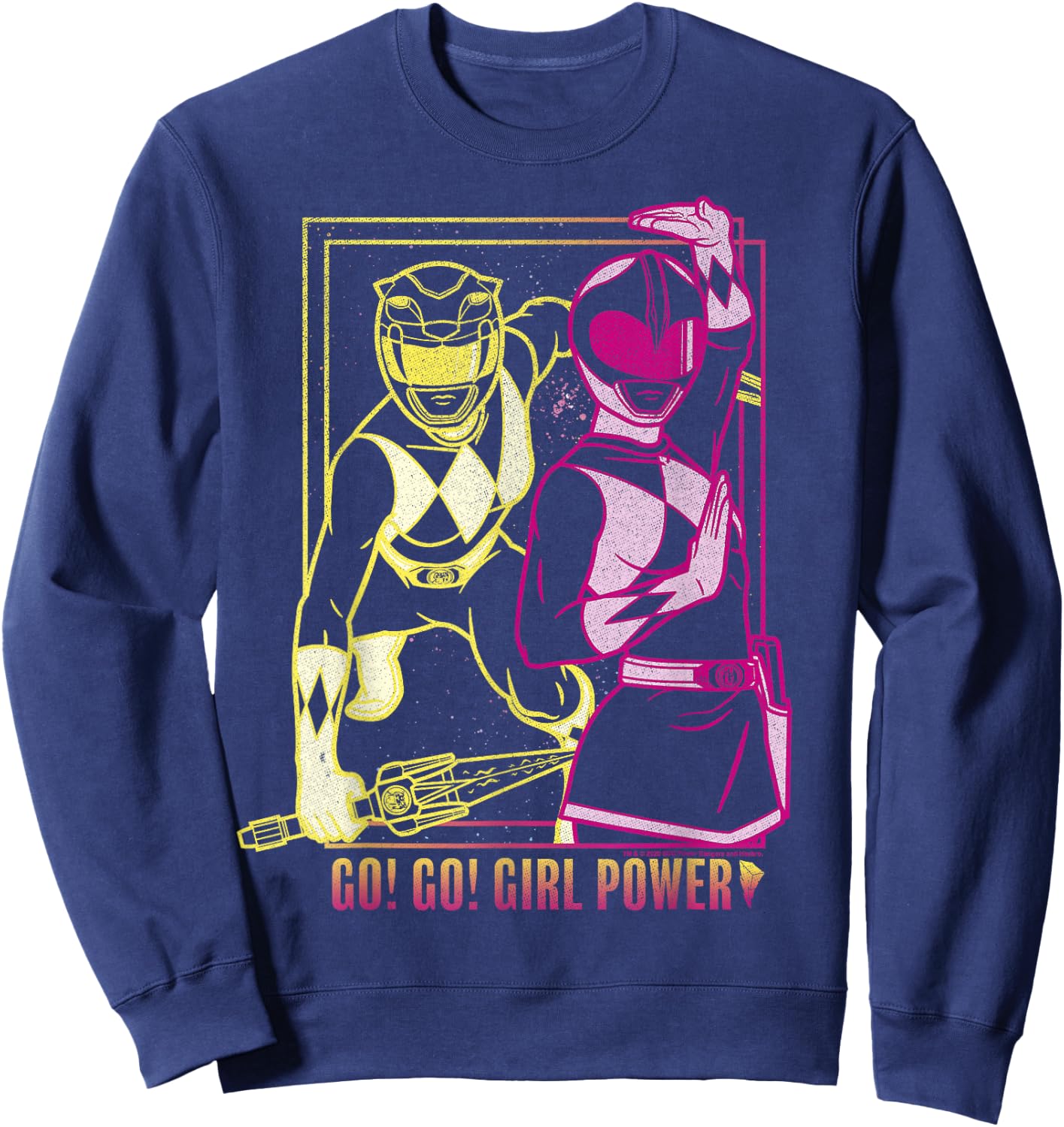 Power Rangers Go Go Girl Power Pink & Yellow Ranger Art Sweatshirt - Sweatshirt | Navy