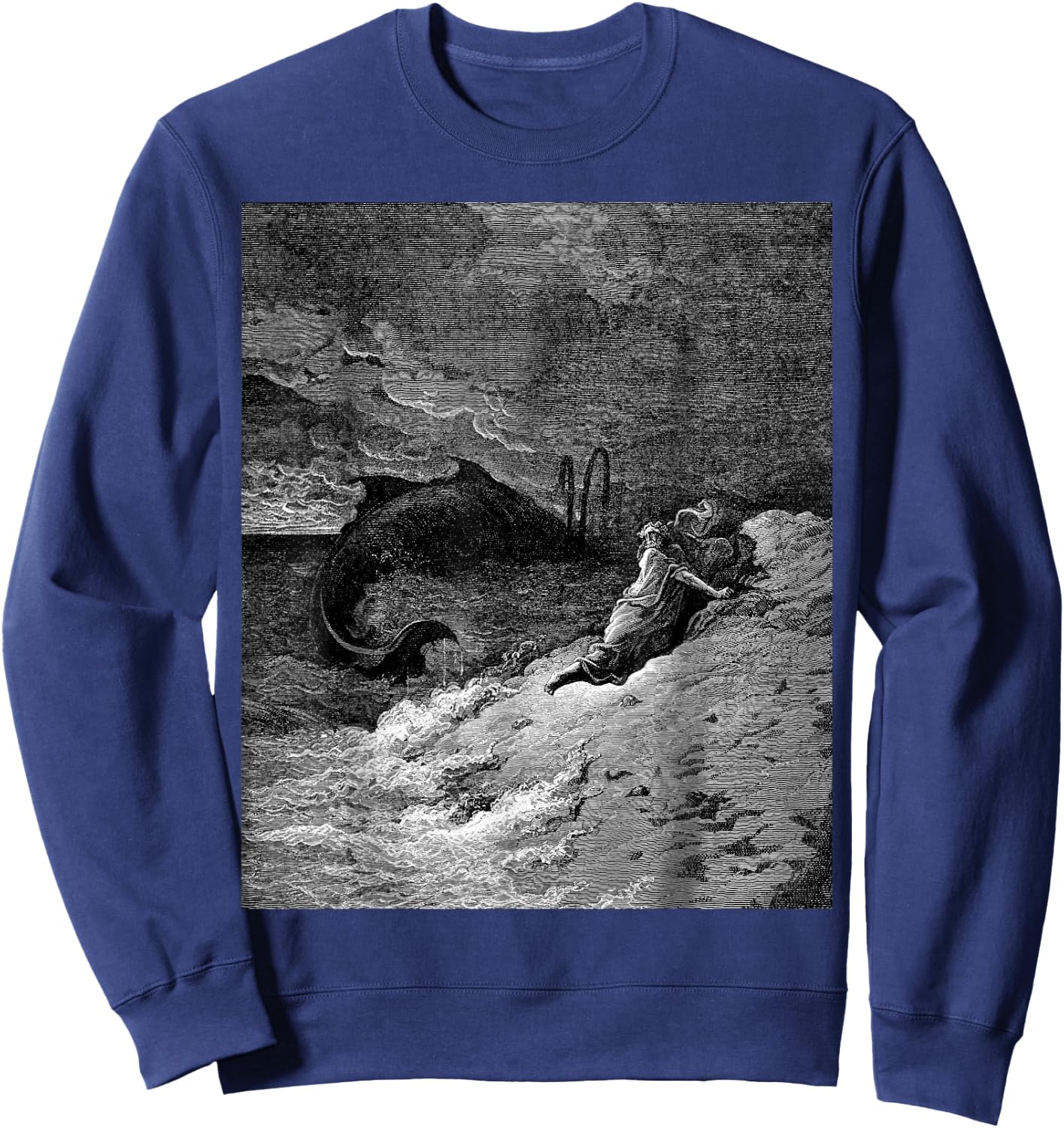 Jonah Cast Forth by the Whale Gustave Dore Biblical Art Sweatshirt - Sweatshirt | Navy
