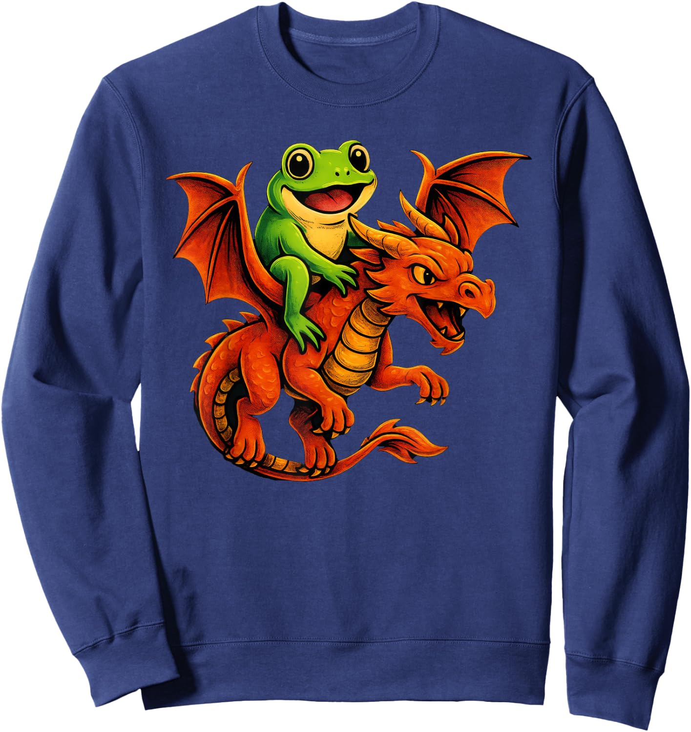 Frog Sitting On A Dragon Sweatshirt - Sweatshirt | Navy