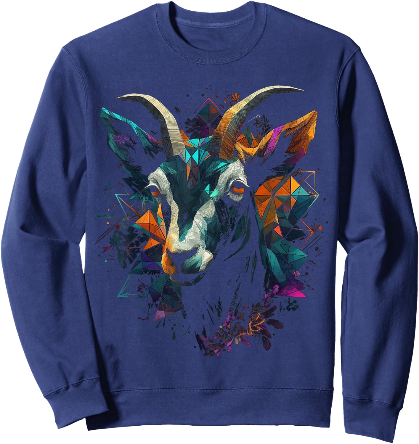 Goat art - animal polygon motif goat Sweatshirt - Sweatshirt | Navy