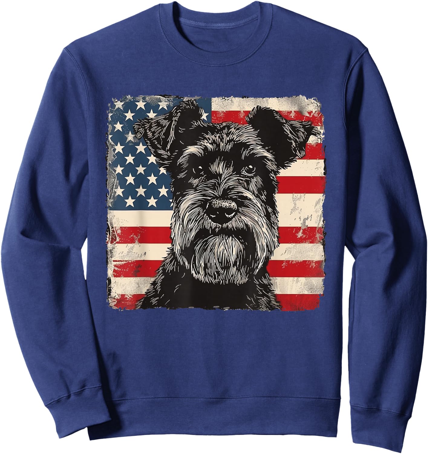Miniature Schnauzer Dog Patriotic 4th of July Gift Men Women Sweatshirt - Sweatshirt | Navy