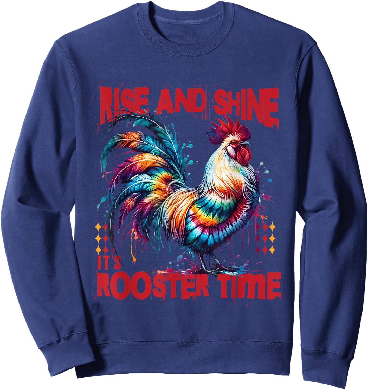 Tie-Dye Chicken Rooster Design Women Rooster Lover Sweatshirt - Sweatshirt | Navy