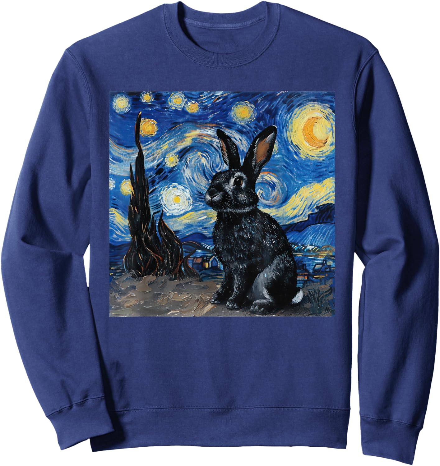 Bunny Rabbit Van Gogh Style Starry Night Sweatshirt - Sweatshirt | Navy