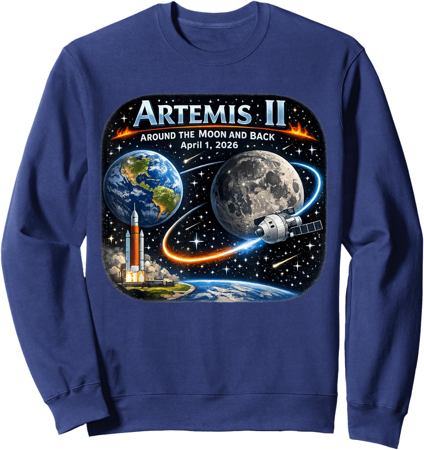 Artemis 2 Reise um den Mond und zurück 2026 Sweatshirt - Sweatshirt | Navy