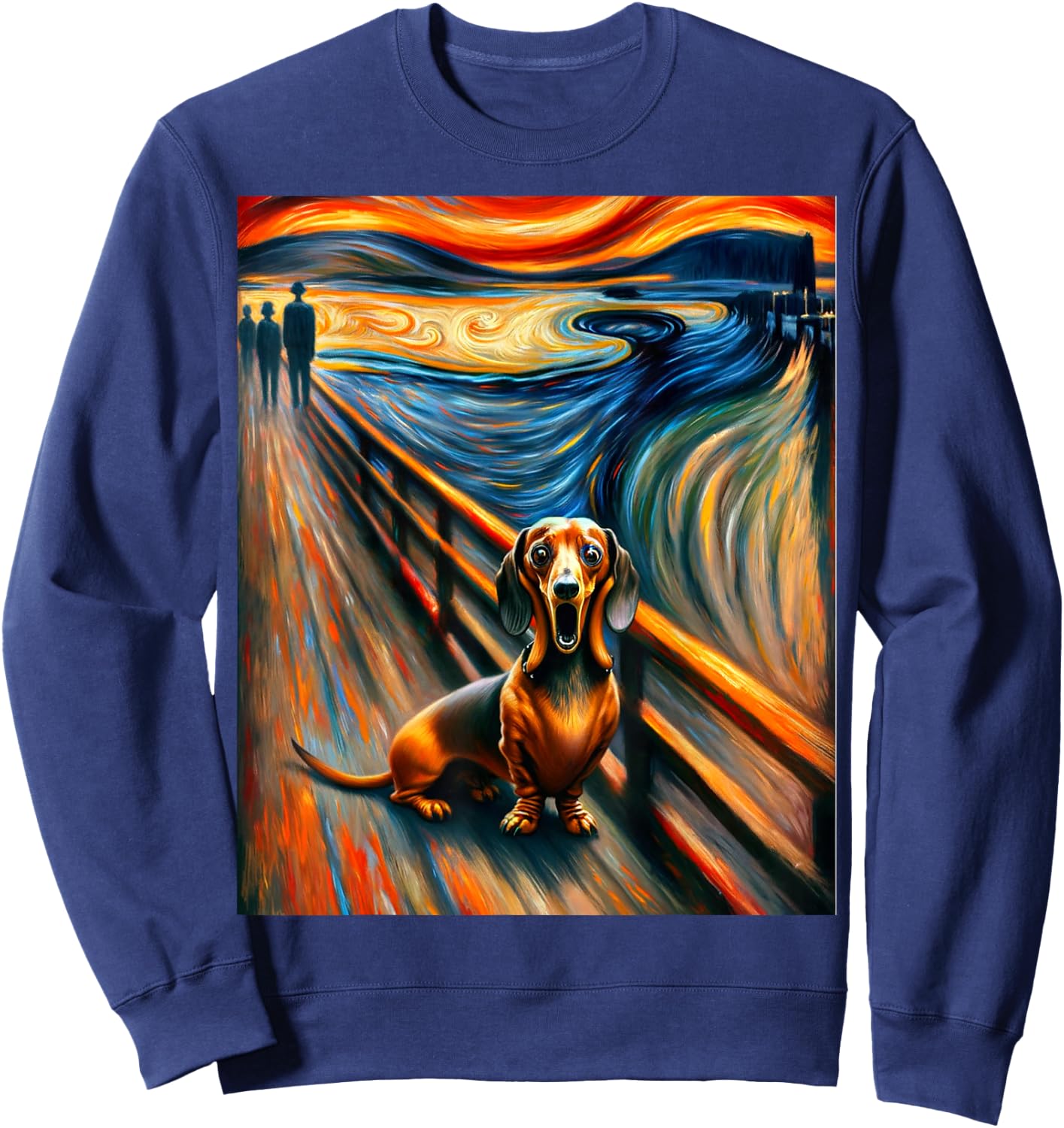 Expressionist Artsy Wiener Sausage Dog | Artistic Dachshund Sweatshirt - Sweatshirt | Navy