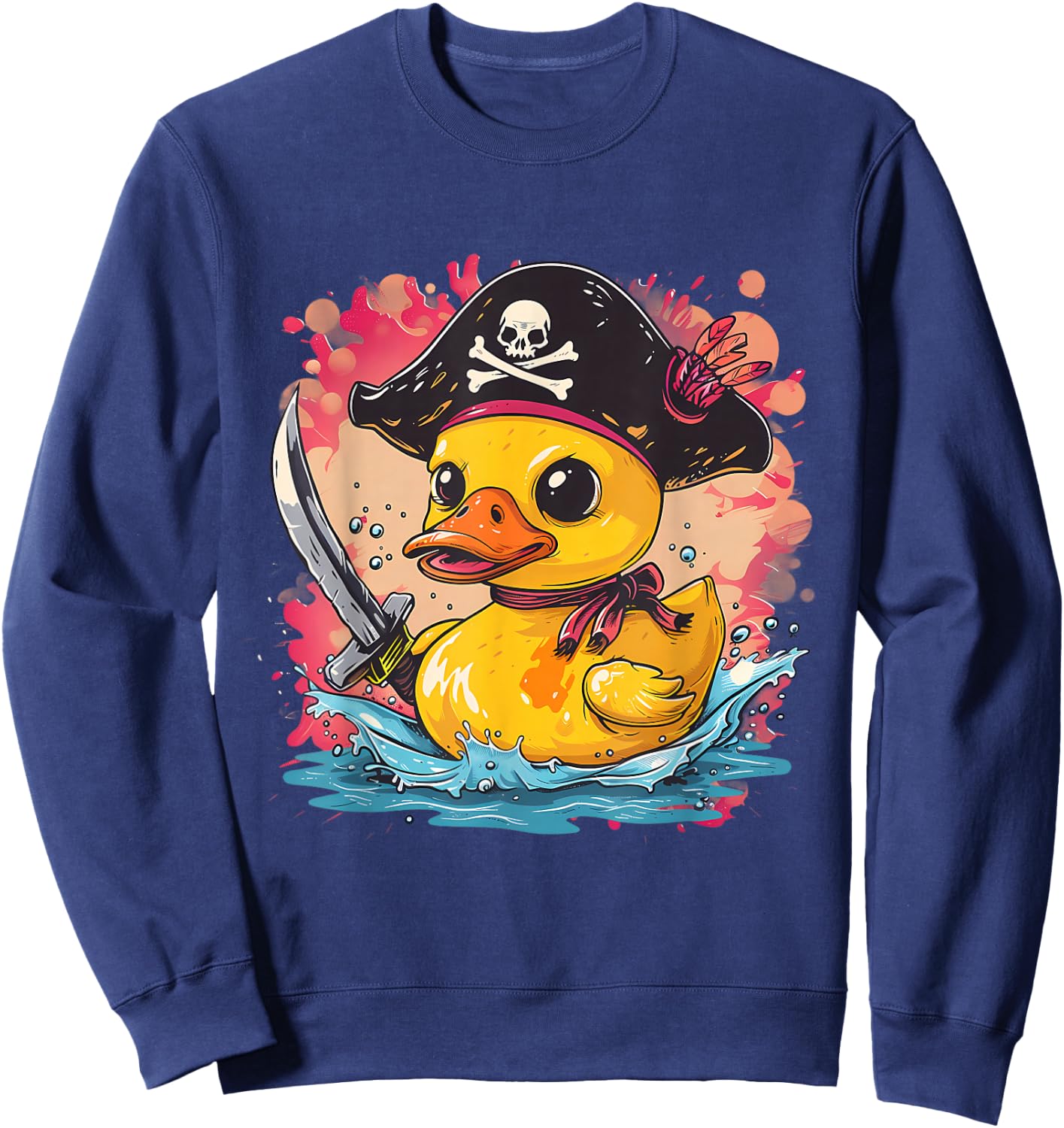 Rubber Duck Pirate Funny Rubber Duck Captain Rubber Duckie Sweatshirt - Sweatshirt | Navy