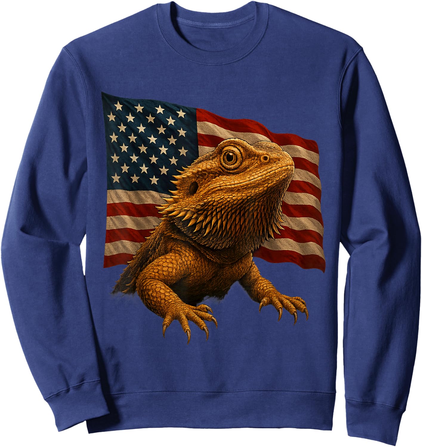 Bearded Dragon USA American Flag 4th of July Lizard Gifts Sweatshirt - Sweatshirt | Navy