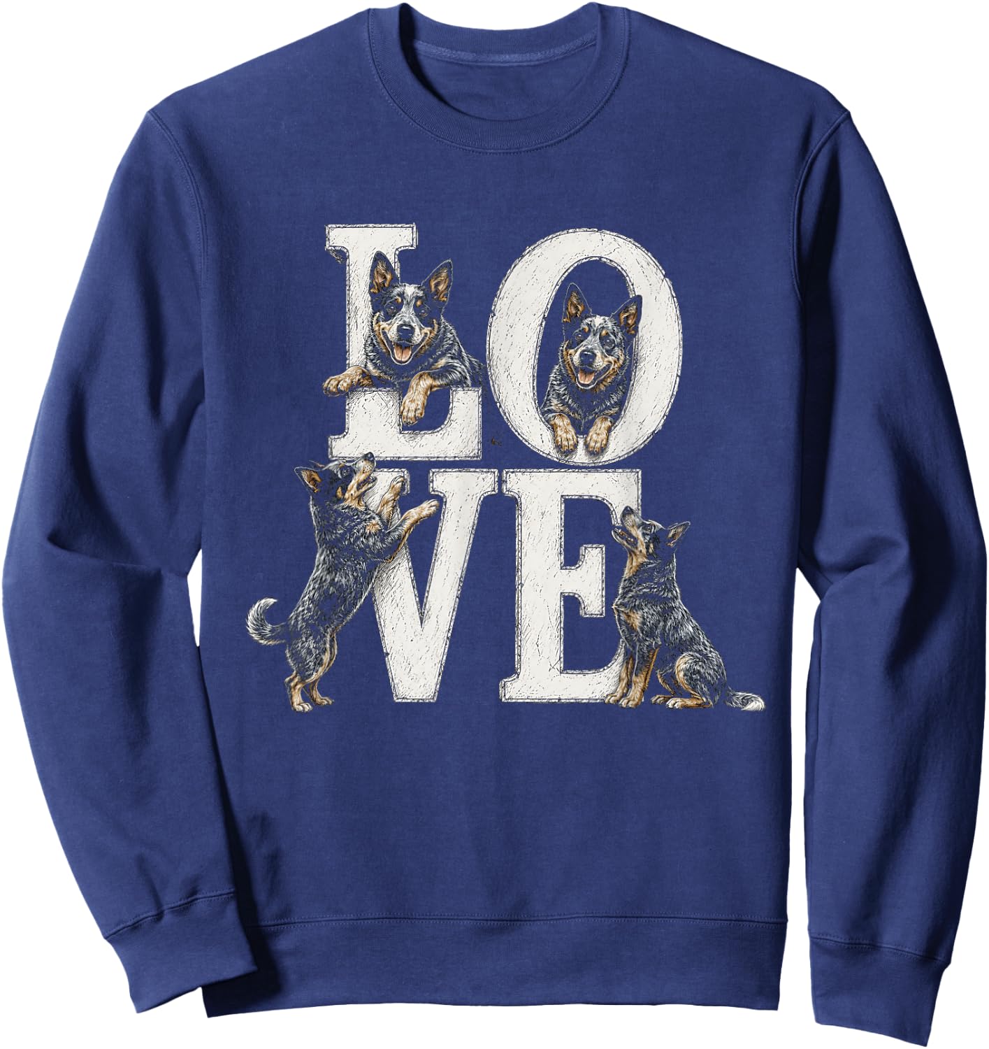 Australian Cattle Dog Blue Heeler Love Artwork Design Sweatshirt - Sweatshirt | Navy