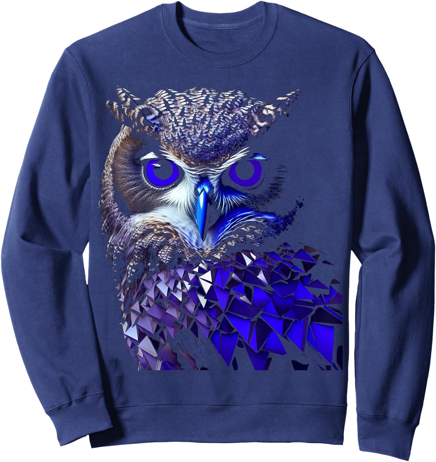 Owl Animal Art Graphic Owl , Black, S Sweatshirt - Sweatshirt | Navy