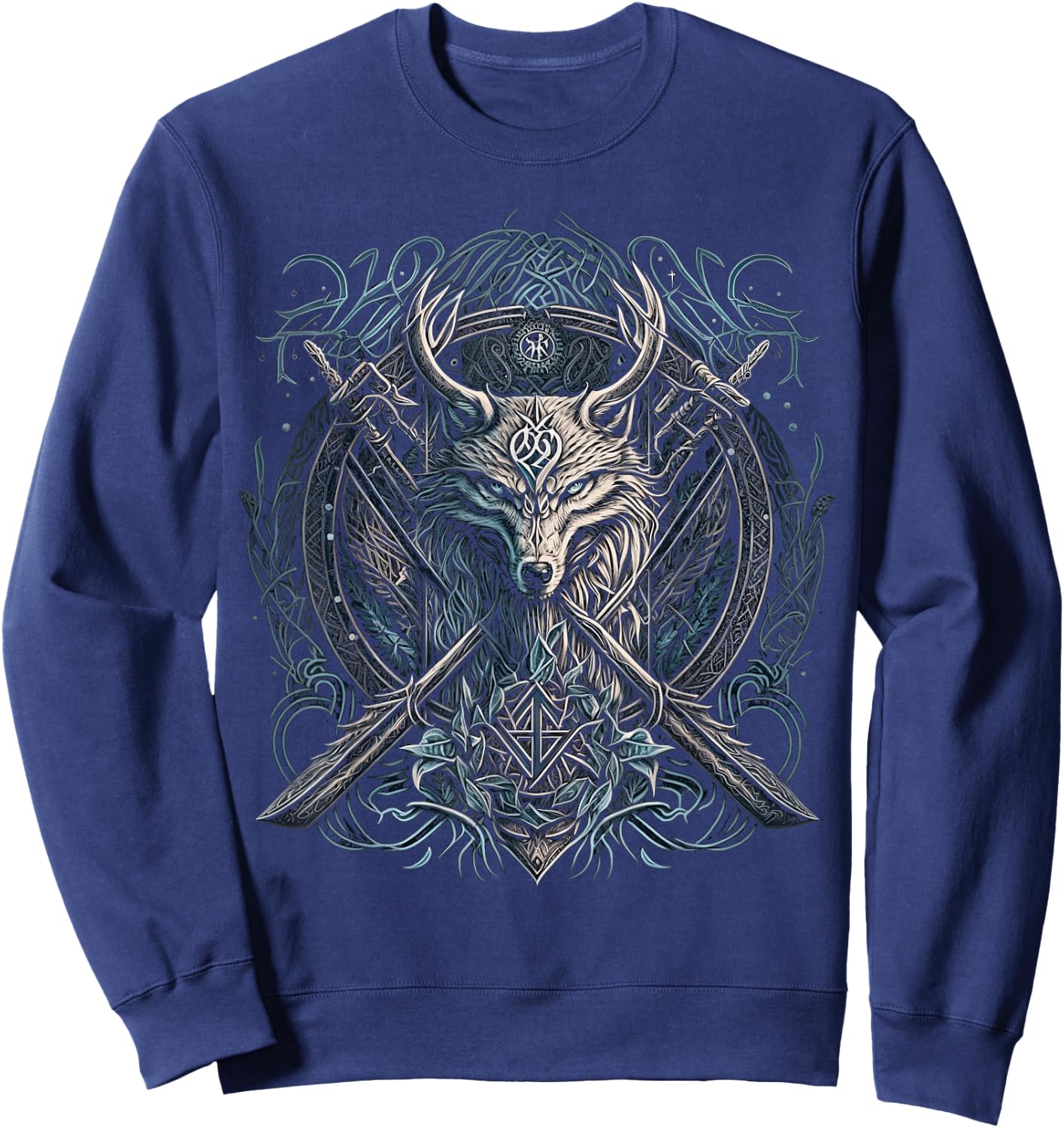 Odin's Wolf Fenrir Northman Valhalla Norse Mythology Sweatshirt - Sweatshirt | Navy
