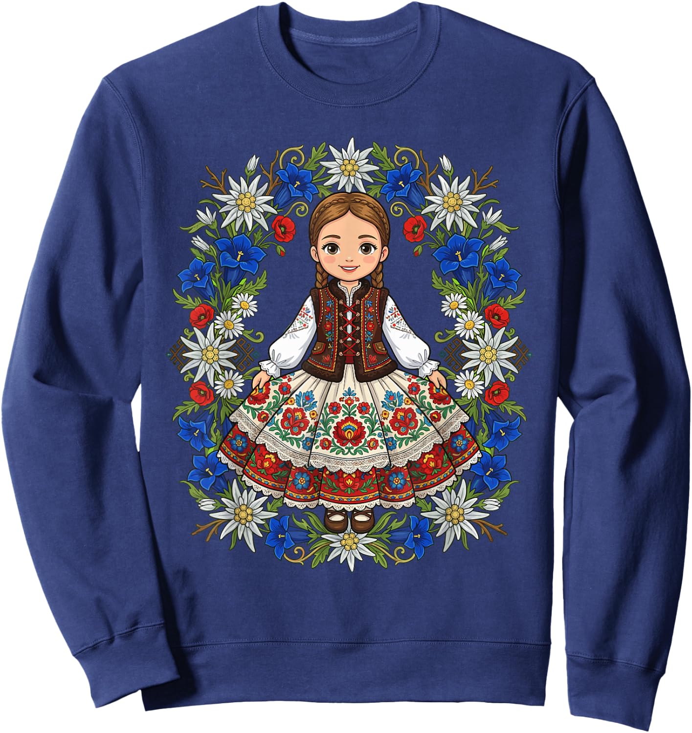 Dabbing Polish Princess Meme Polish Pride Folk Art Sweatshirt - Sweatshirt | Navy