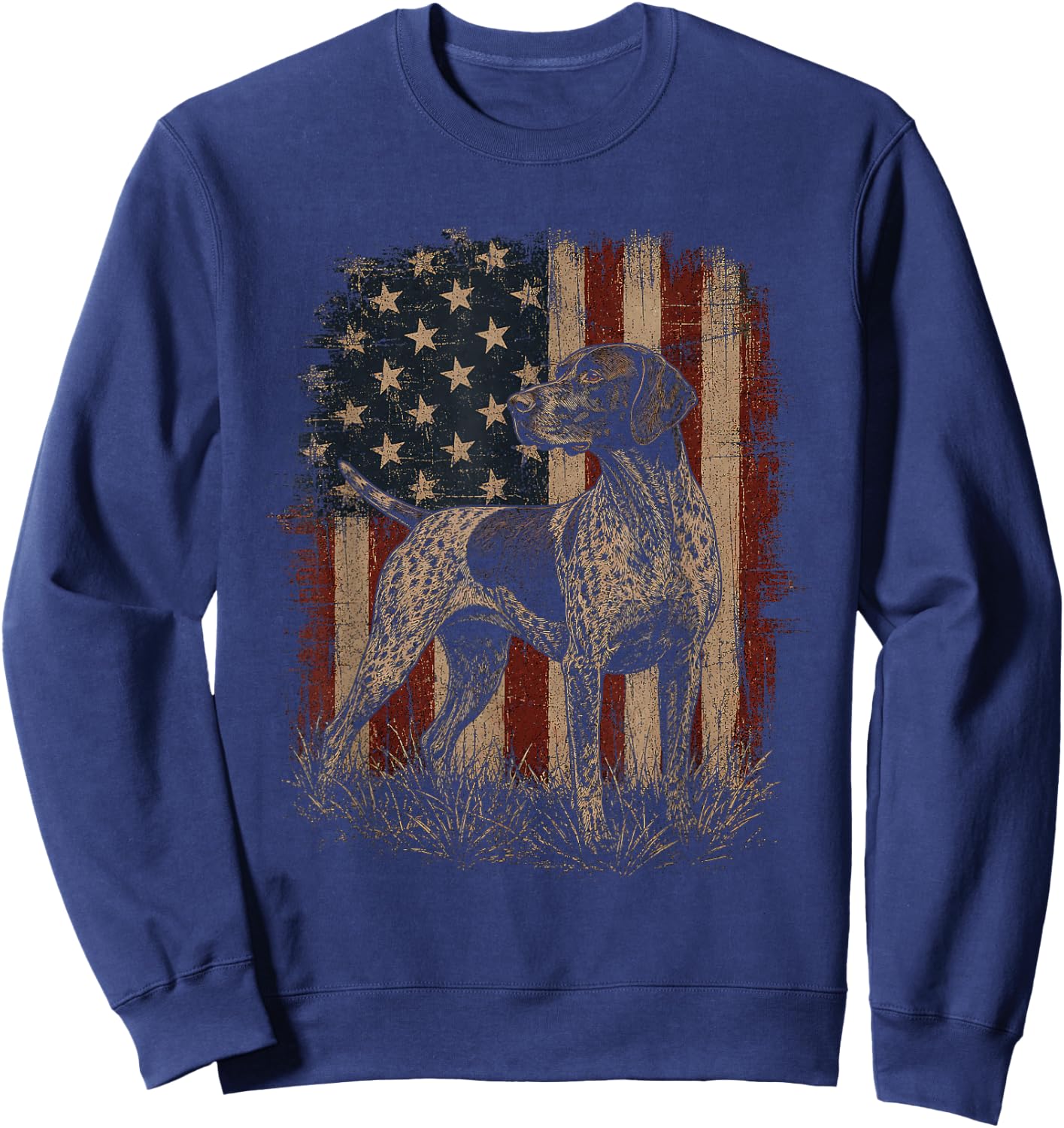 American Flag German Shorthaired Pointer Artwork GSP Design Sweatshirt - Sweatshirt | Navy
