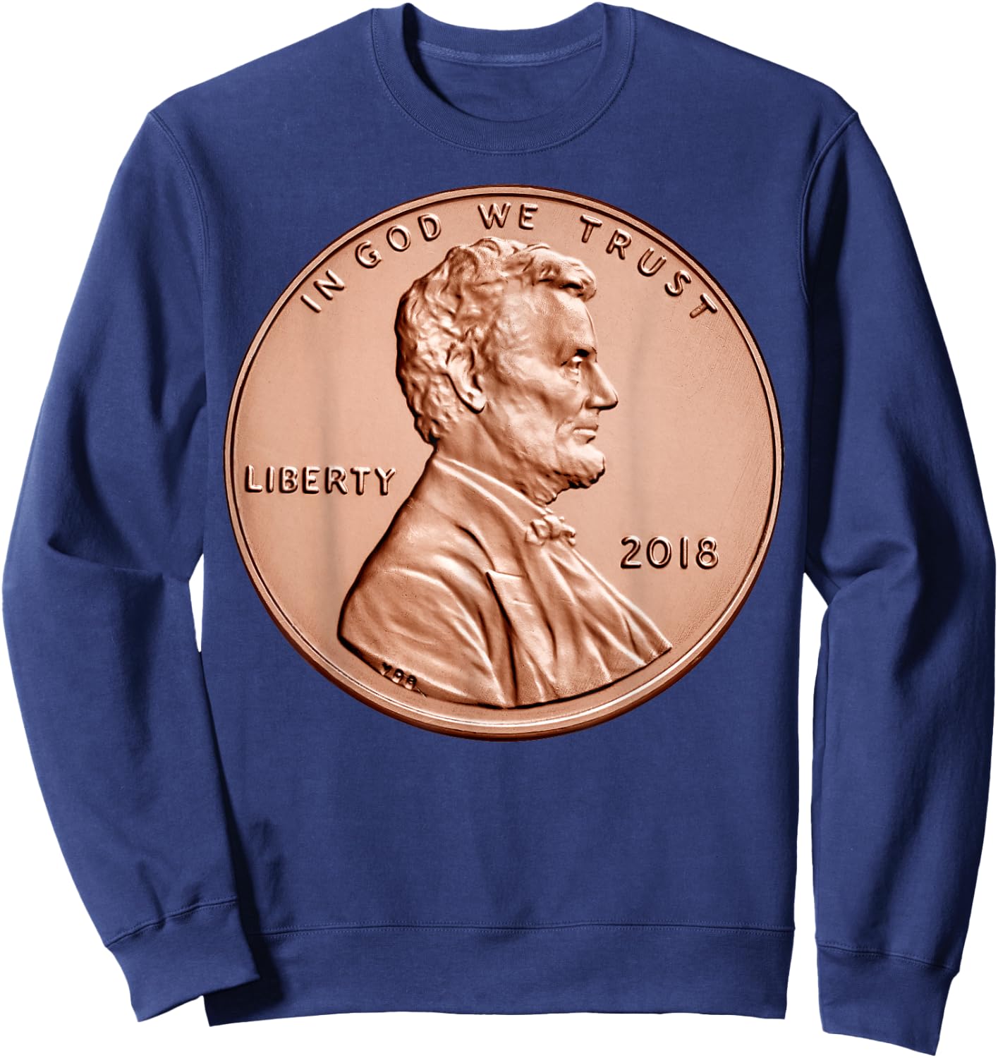 Penny Lincoln USA Coin 1 Cent America United States Sweatshirt - Sweatshirt | Navy