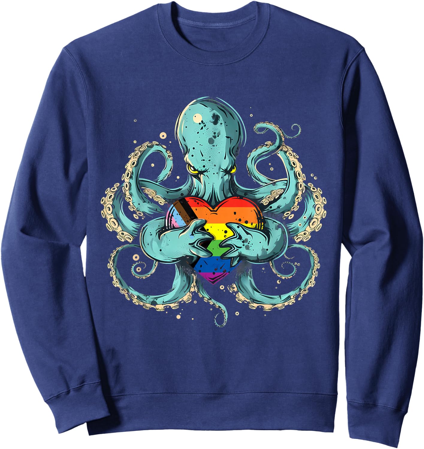 Octopus Progress Pride Flag LGBTQ+ Progressive Pride Flag Sweatshirt - Sweatshirt | Navy