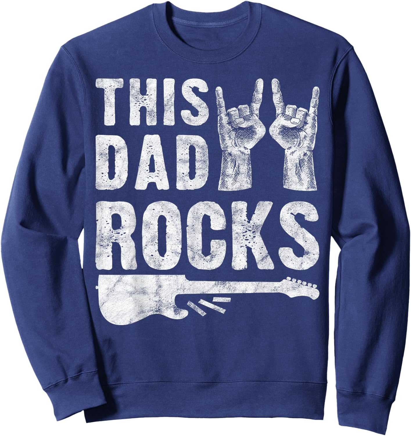 This Dad Rocks Rock n Roll Heavy Metal Fathers Day Sweatshirt - Sweatshirt | Navy
