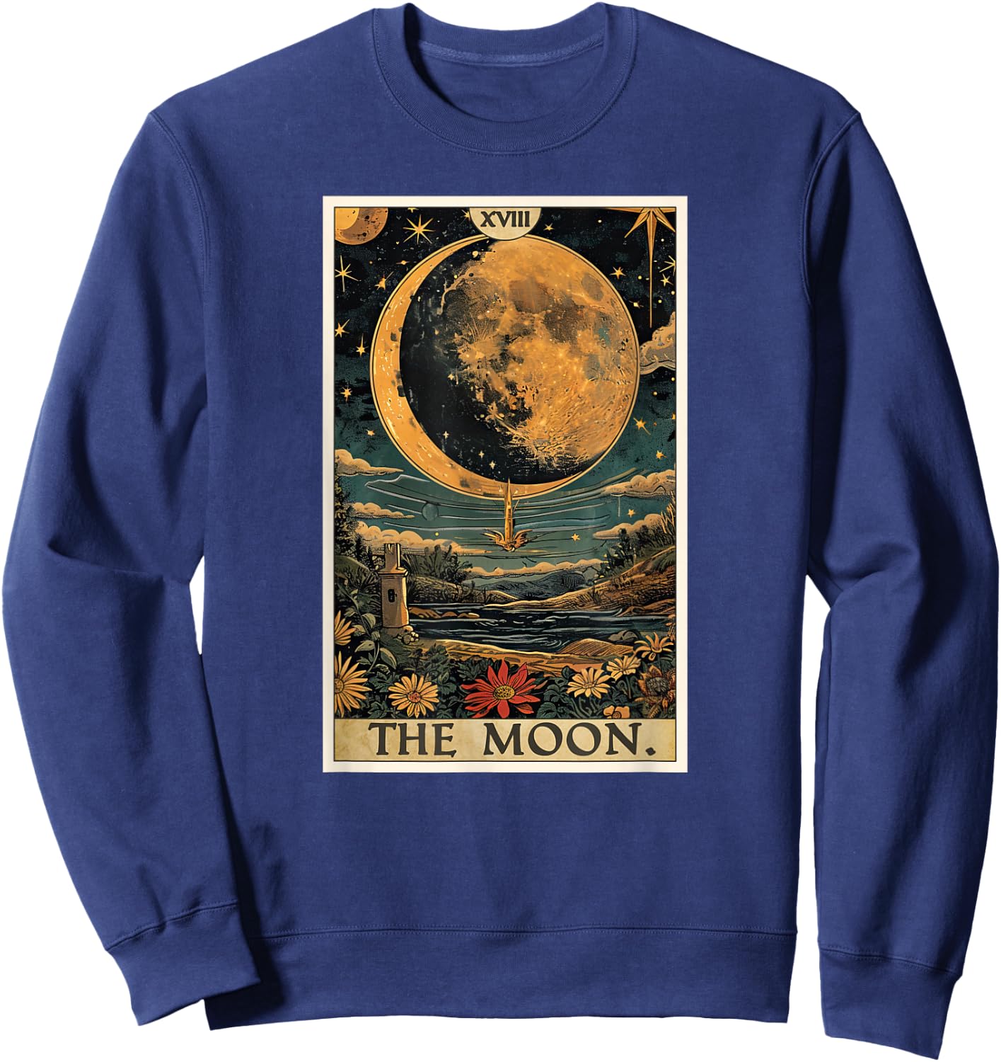 Tarotkarten Tarotkarte 18 The Moon Der Mond Sweatshirt - Sweatshirt | Navy