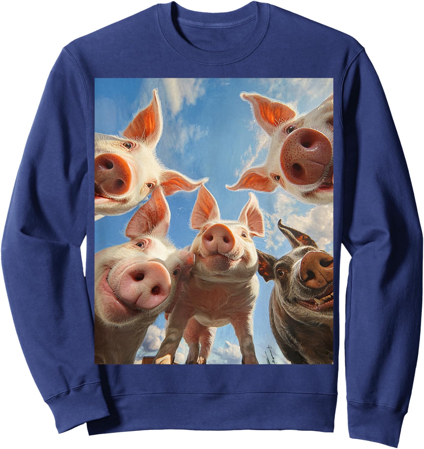 I Love Pigs Funny Pig Face Pig Selfie Sweatshirt - Sweatshirt | Navy