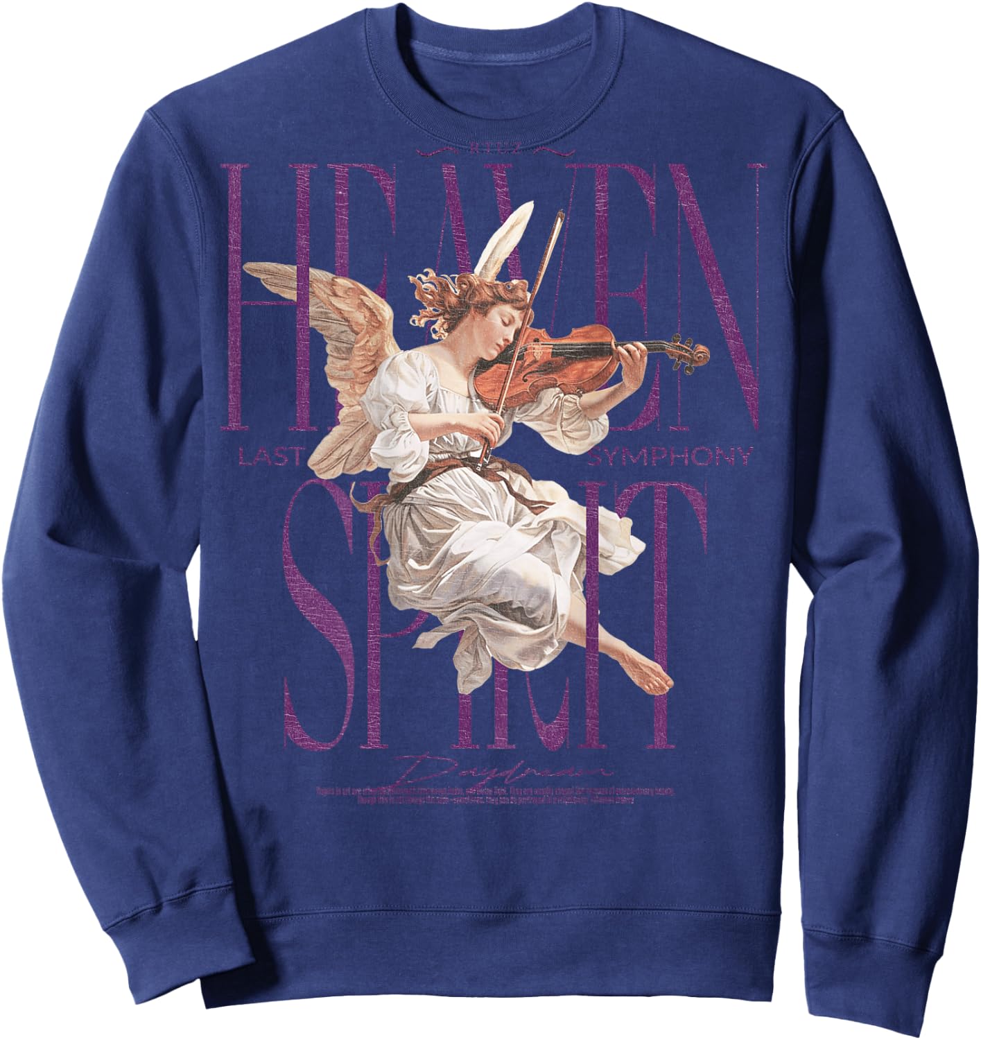 Hip Hop Angel Vintage Edgy Y2K Backprint Streetwear Engel Sweatshirt - Sweatshirt | Navy