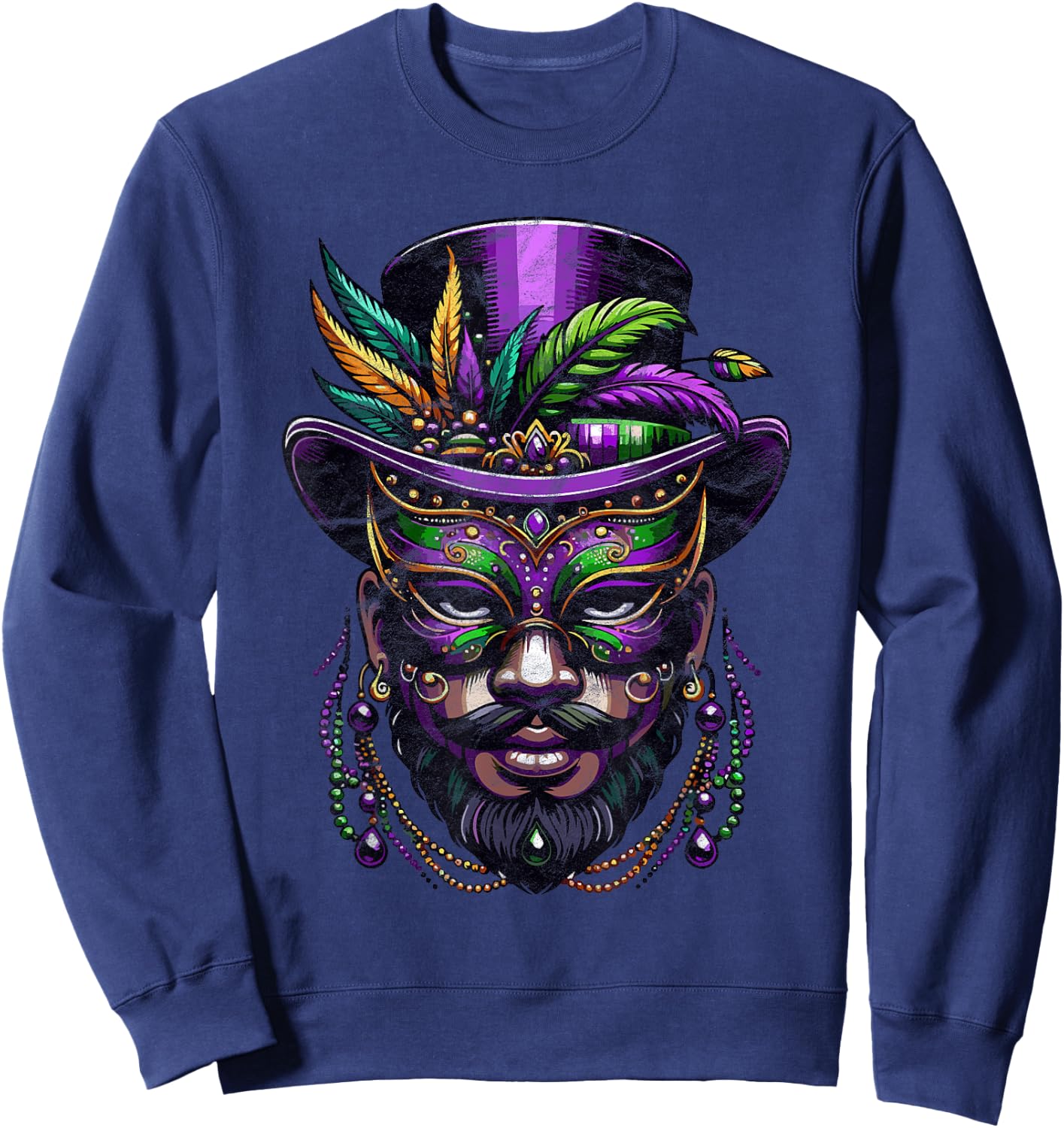 Mardi Gras Priest Top Hat New Orleans Witch Doctor Voodoo Sweatshirt - Sweatshirt | Navy