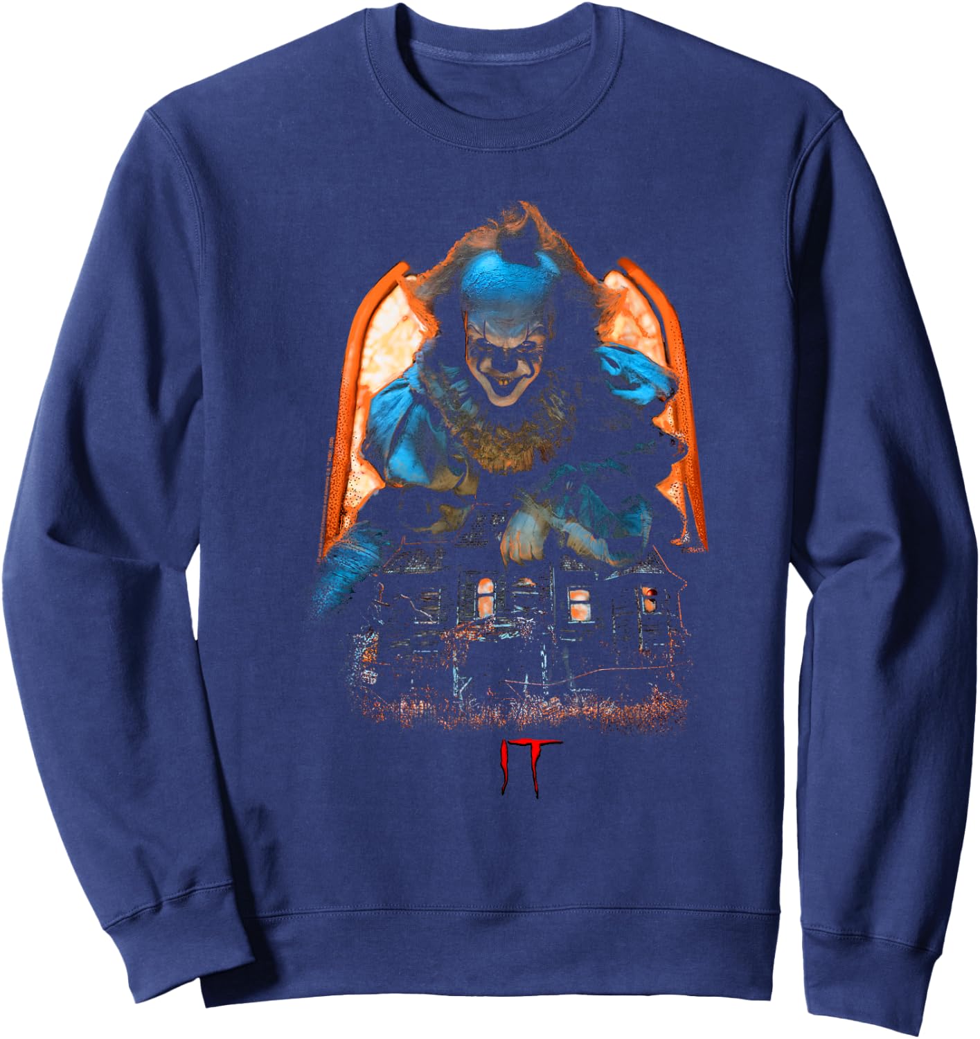 IT Pennywise Halloween Scary Poster Sweatshirt - Sweatshirt | Navy