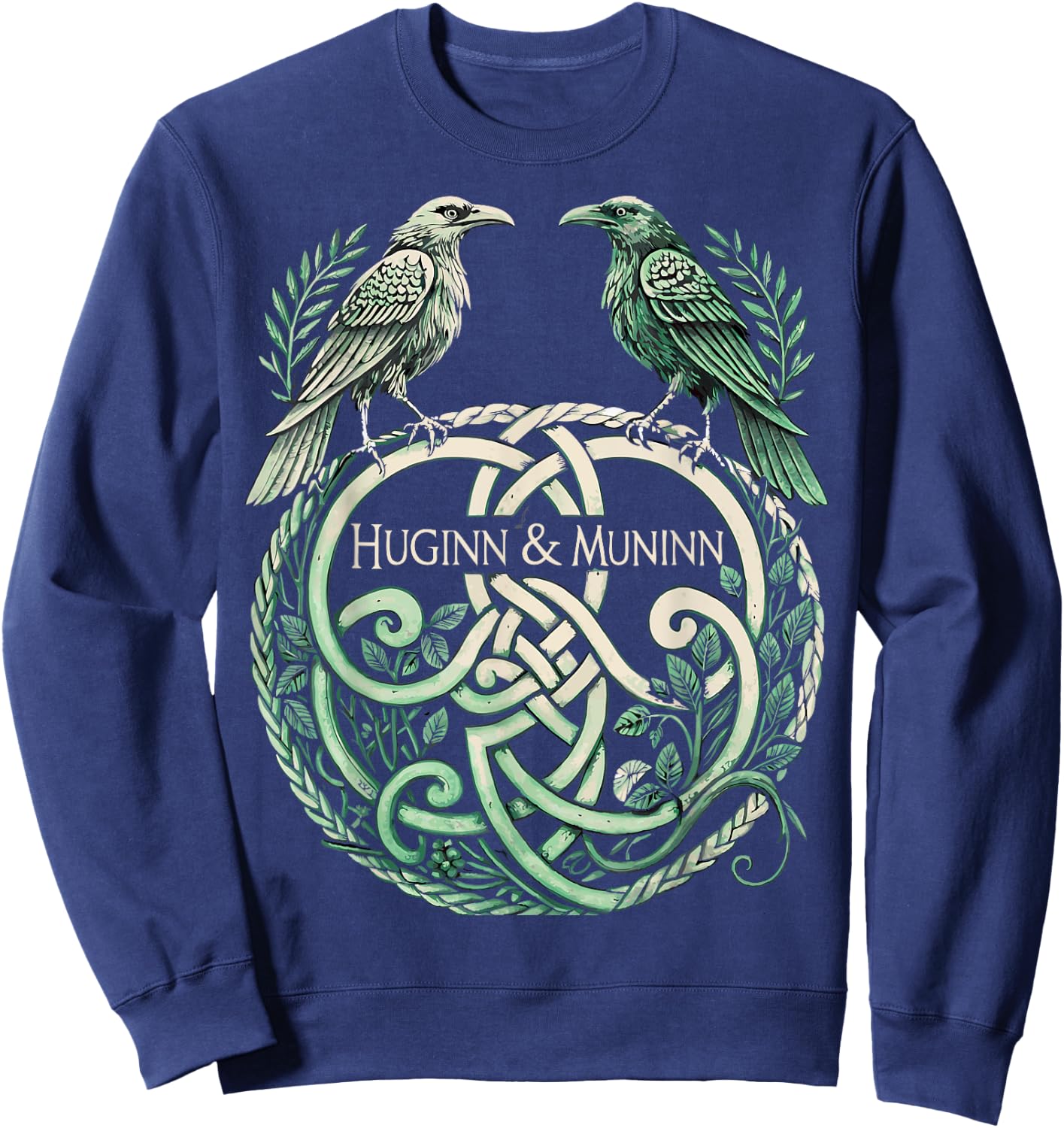 Odin’s Ravens Huginn & Muninn - Norse Knotwork - Celtic Sweatshirt - Sweatshirt | Navy