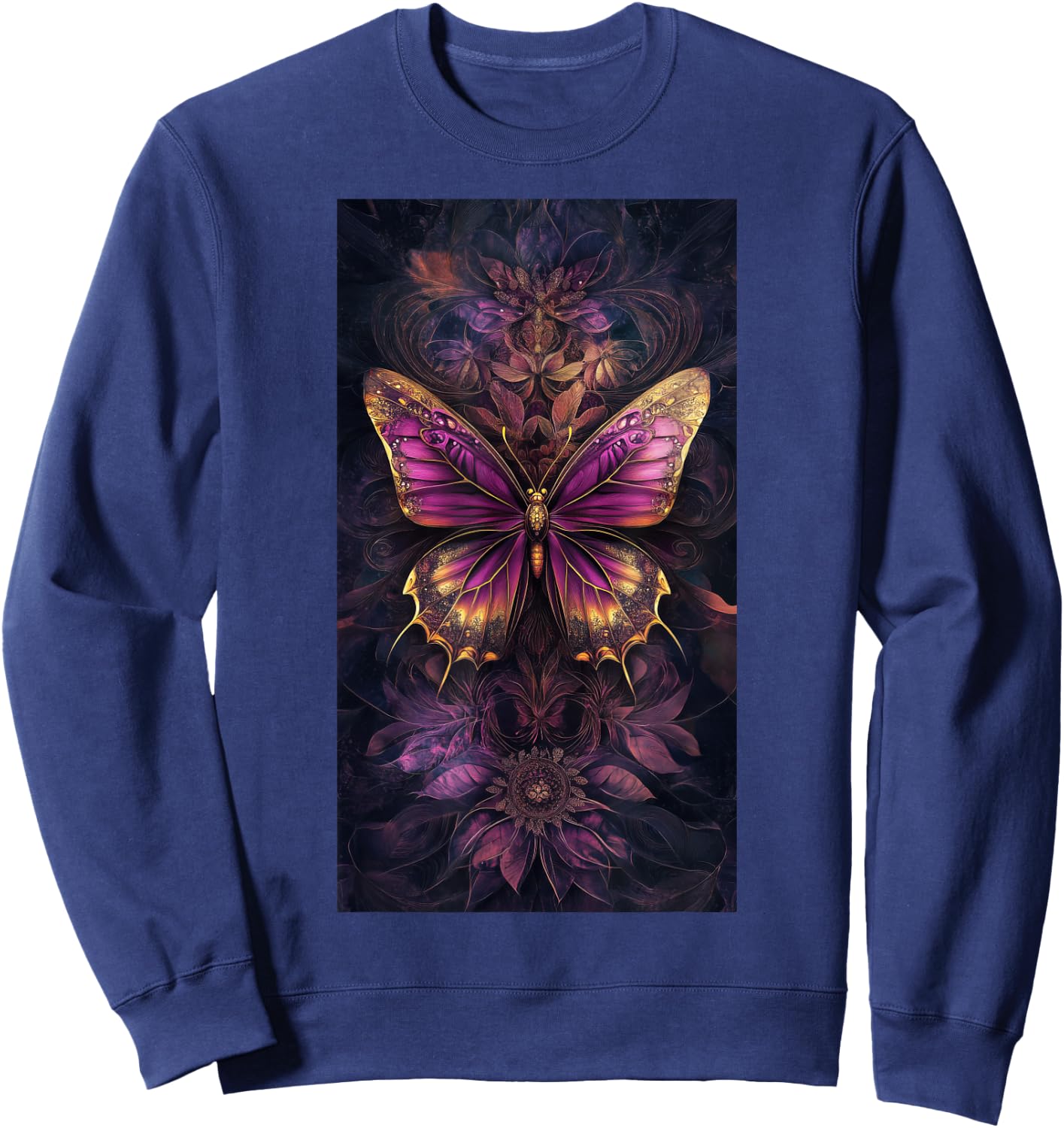 Floral Patterns Butterfly art Purple butterfly Sweatshirt - Sweatshirt | Navy