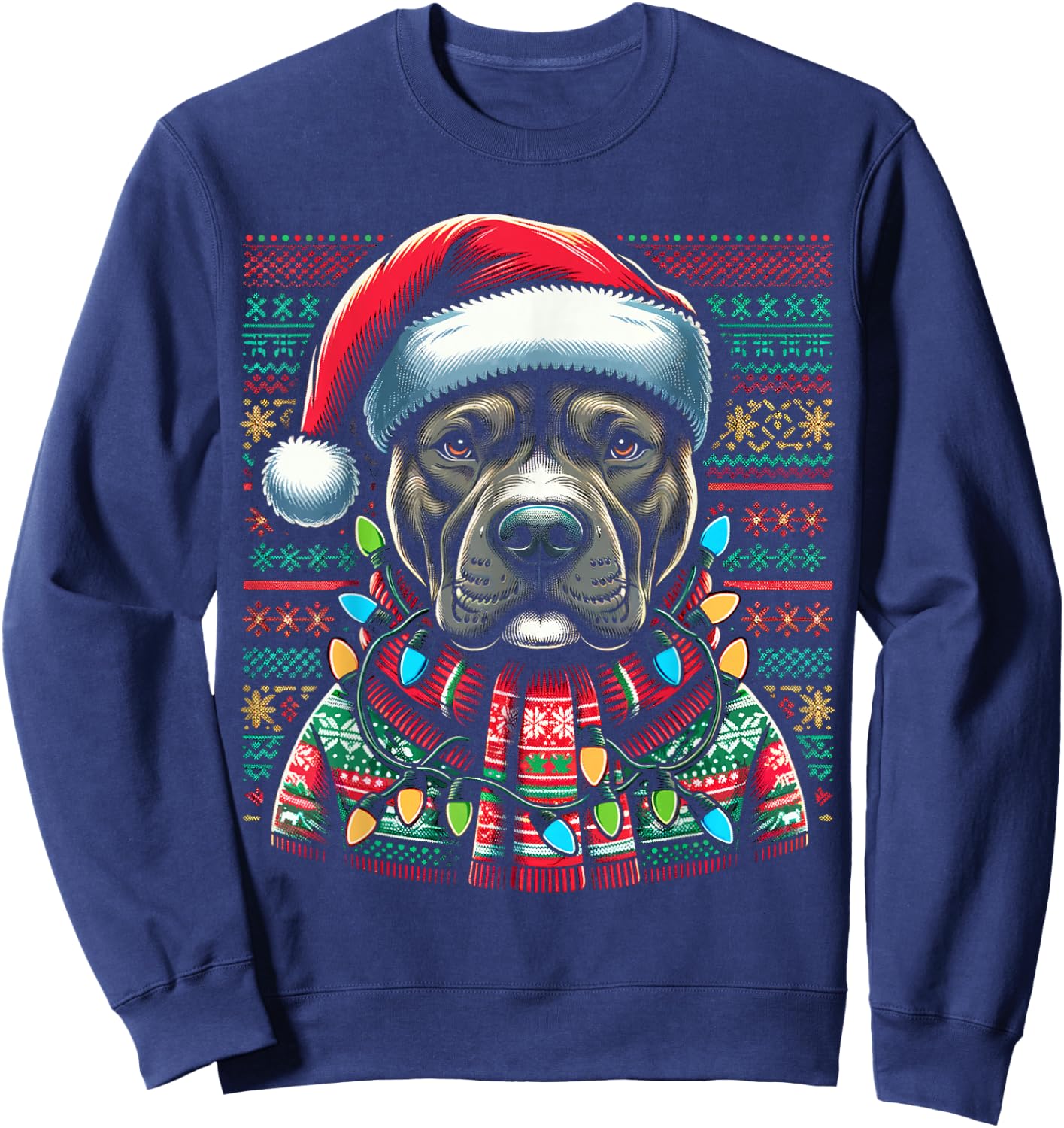 Christmas Pit bull Xmas Pit Bull Mom Dog Lover Santa Sweatshirt - Sweatshirt | Navy
