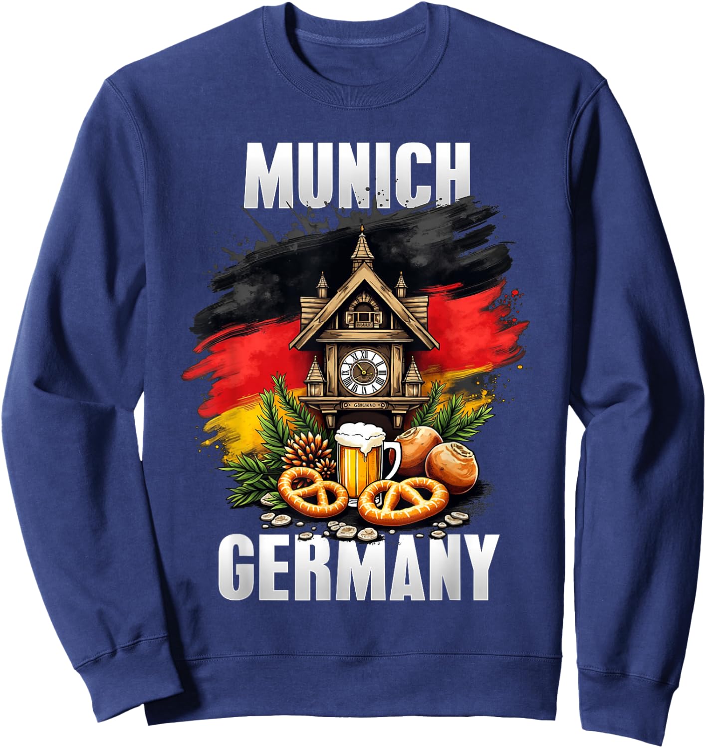 Munich Germany Souvenir German Flag Oktoberfest Travel Sweatshirt - Sweatshirt | Navy