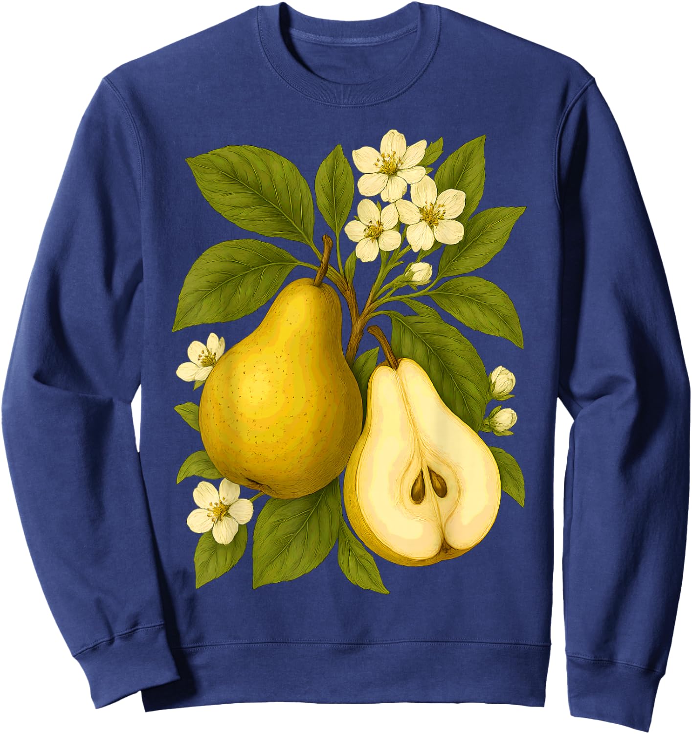 Pear Botanical Fruit Graphic Orchard Farm Nature Harvest Sweatshirt - Sweatshirt | Navy