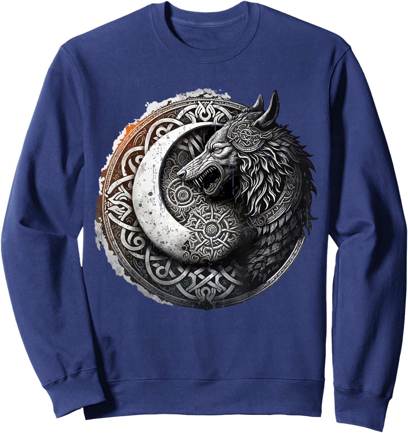 Wolf of Odin Viking Mythology Warrior Dad Wolves Themed Sweatshirt - Sweatshirt | Navy