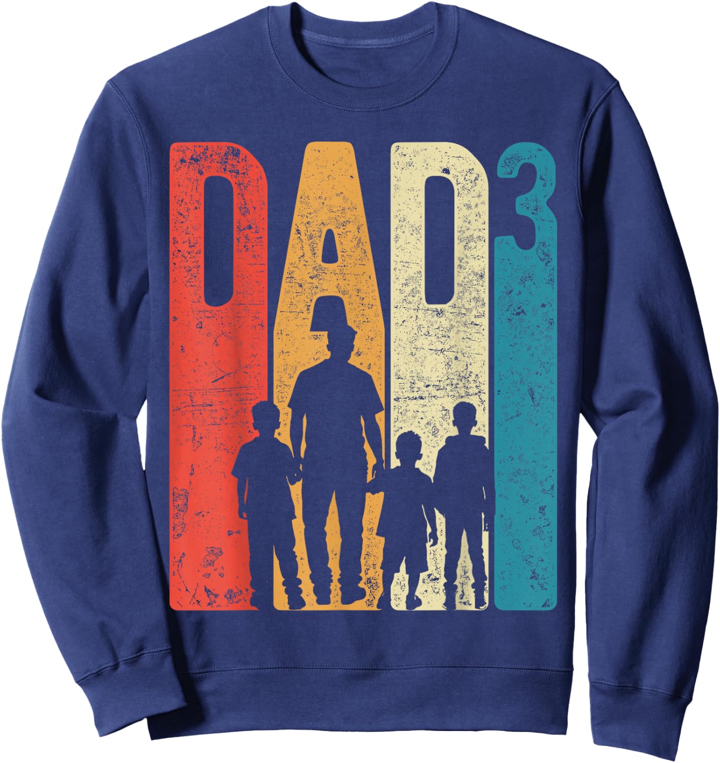 Dad Squared Vatertag Drei Jungen Drei Söhne Vater Retro Sweatshirt - Sweatshirt | Navy
