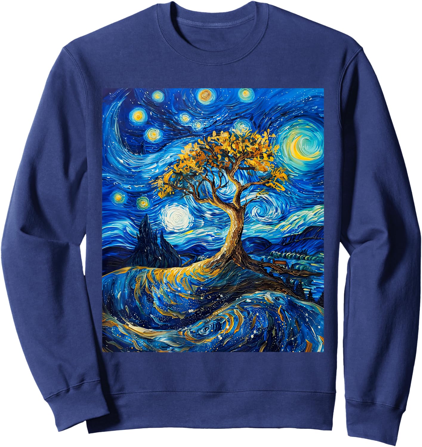 Yggdrasil Tree Of Life Van Gogh Style Starry Night Sweatshirt - Sweatshirt | Navy