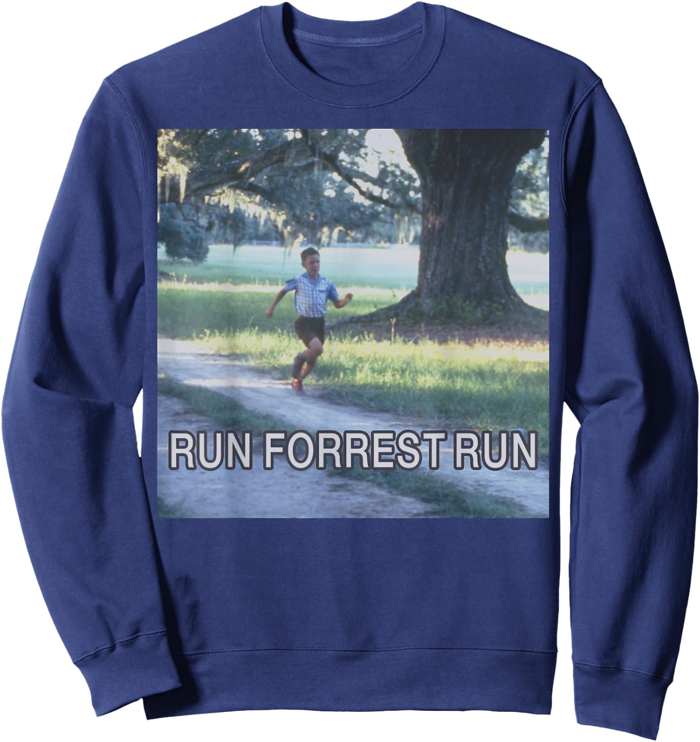 Forrest Gump Run Forrest Run Photo Panel Sweatshirt - Sweatshirt | Navy