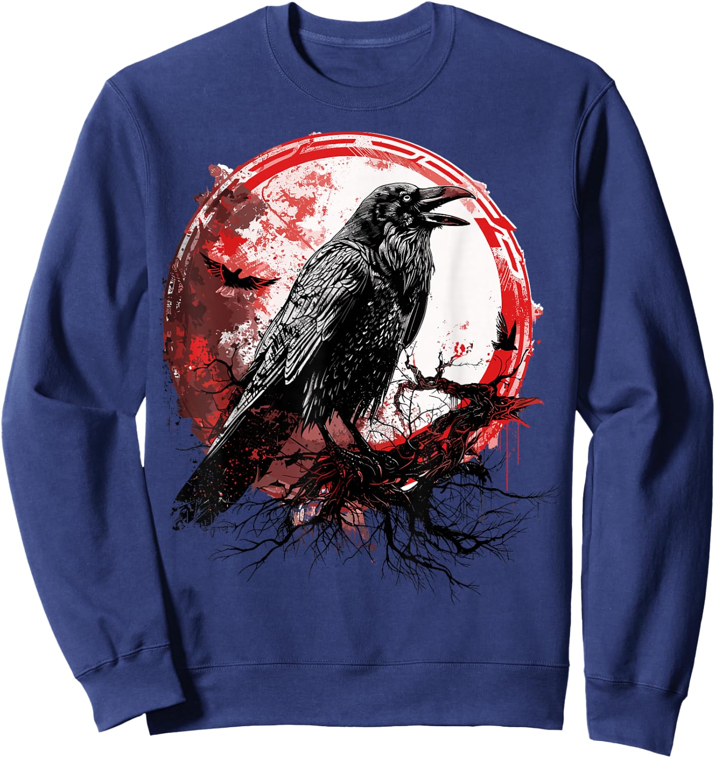Odin Ravens Huginn & Muninn Vegvisir Vikings Myth Norse Sweatshirt - Sweatshirt | Navy
