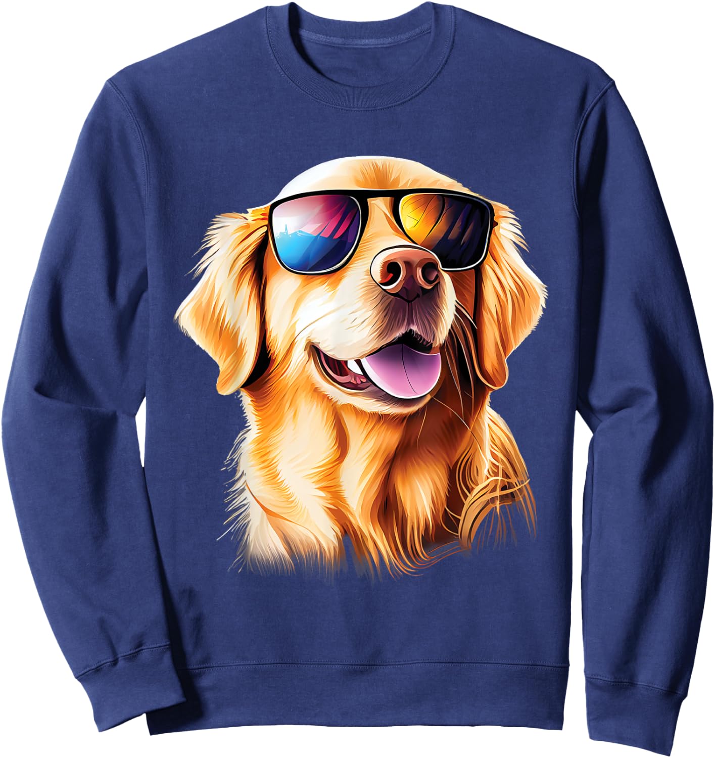 Golden Retriever With Sunglasses - Pet Lover Dog Owner Men Women Girls Kids Sweatshirt - Sweatshirt | Navy