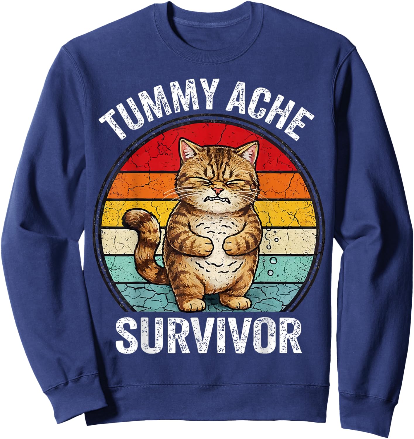 Tummy Ache Survivor Cat Sweatshirt - Sweatshirt | Navy