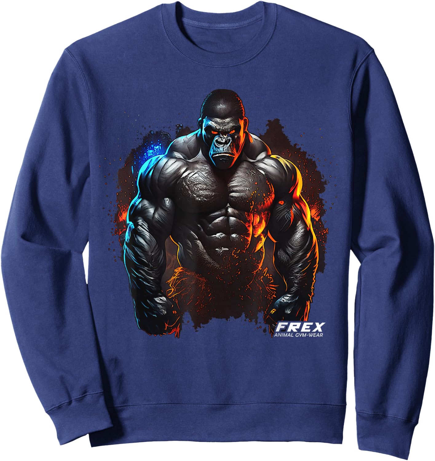 FREX Animal Gym-Wear Gorilla Affe Damen Bodybuilding Workout Motivations- Schwarz Kurzarm S EU 34/36 Sweatshirt - Sweatshirt | Navy