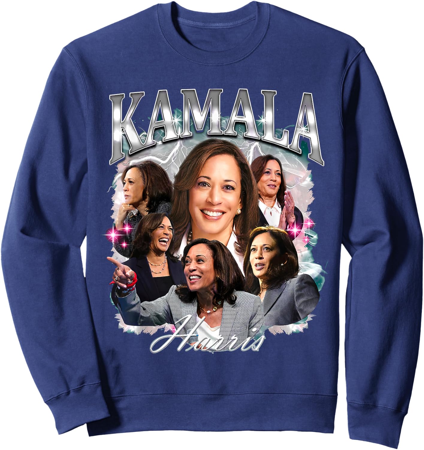 Kamala Harris 2024 For President Pink Bootleg Style Sweatshirt - Sweatshirt | Navy