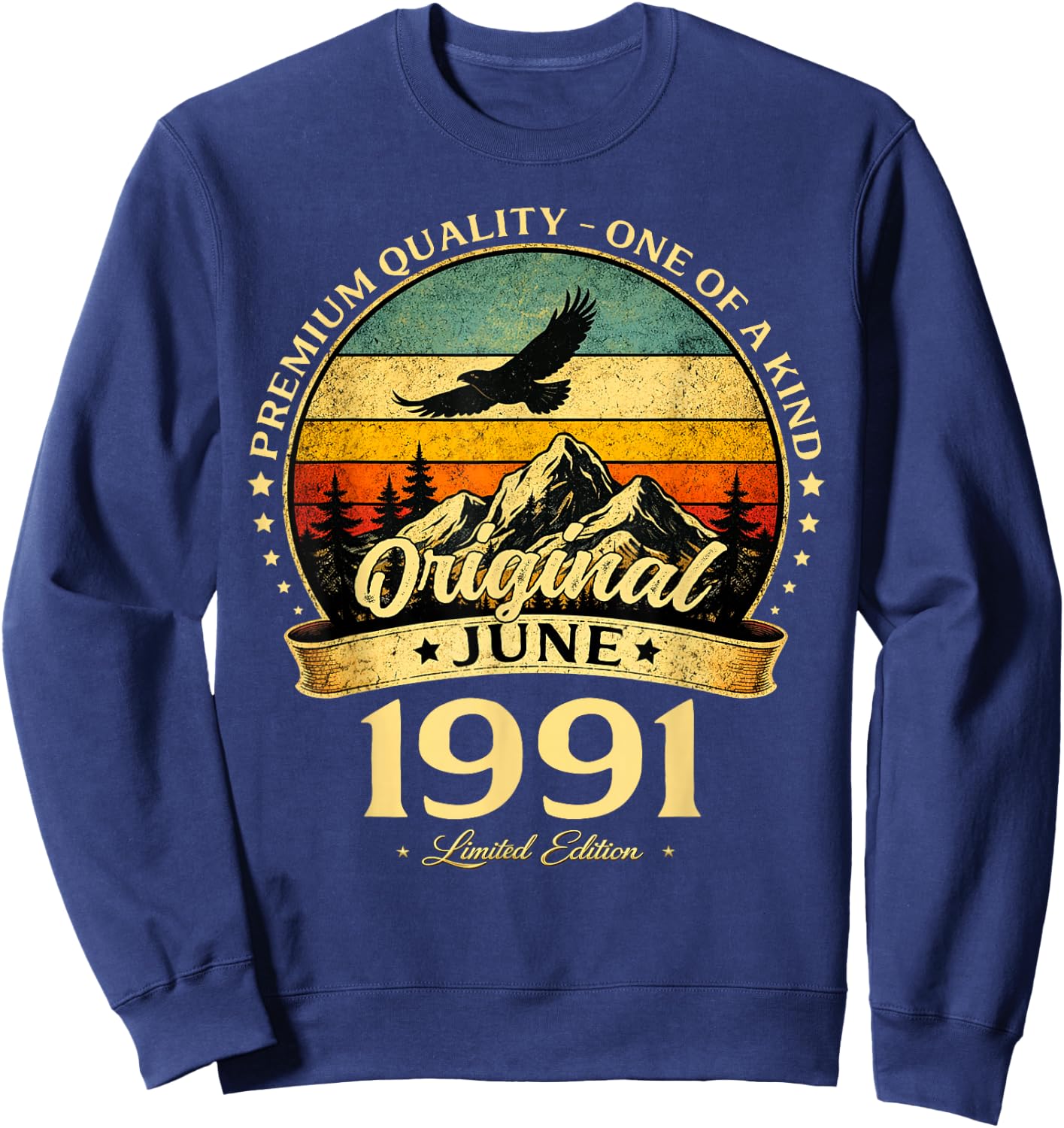 35 Ans Anniversaire Homme Cadeau Juin 1991 Vintage Sweatshirt - Sweatshirt | Navy