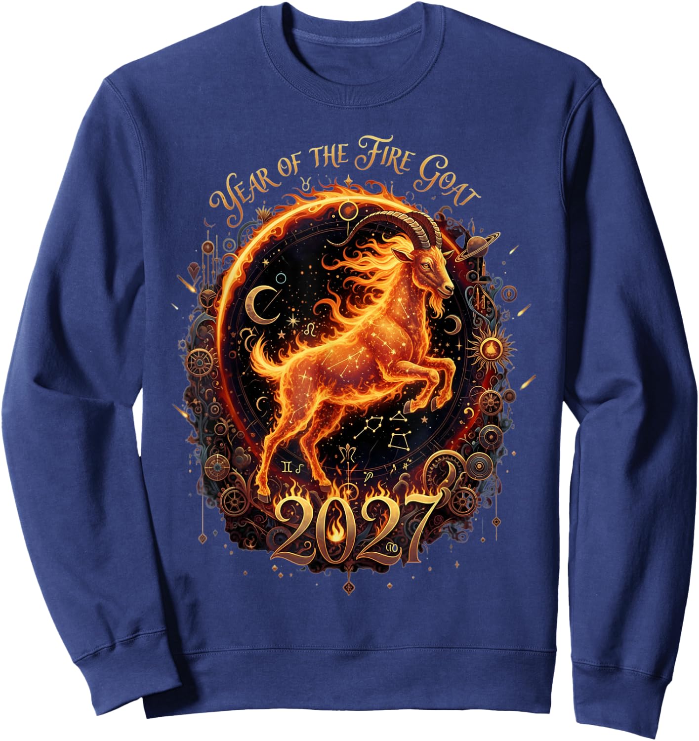 Year of The Fire Goat 2027 Zodiac Chinese Lunar New Year Sweatshirt - Sweatshirt | Navy