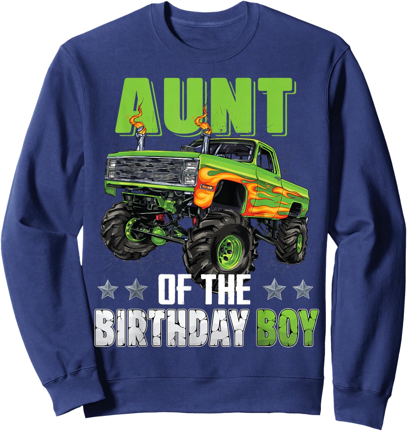 Aunt of Birthday Boy Monster Truck Car Family Matching Sweatshirt - Sweatshirt | Navy