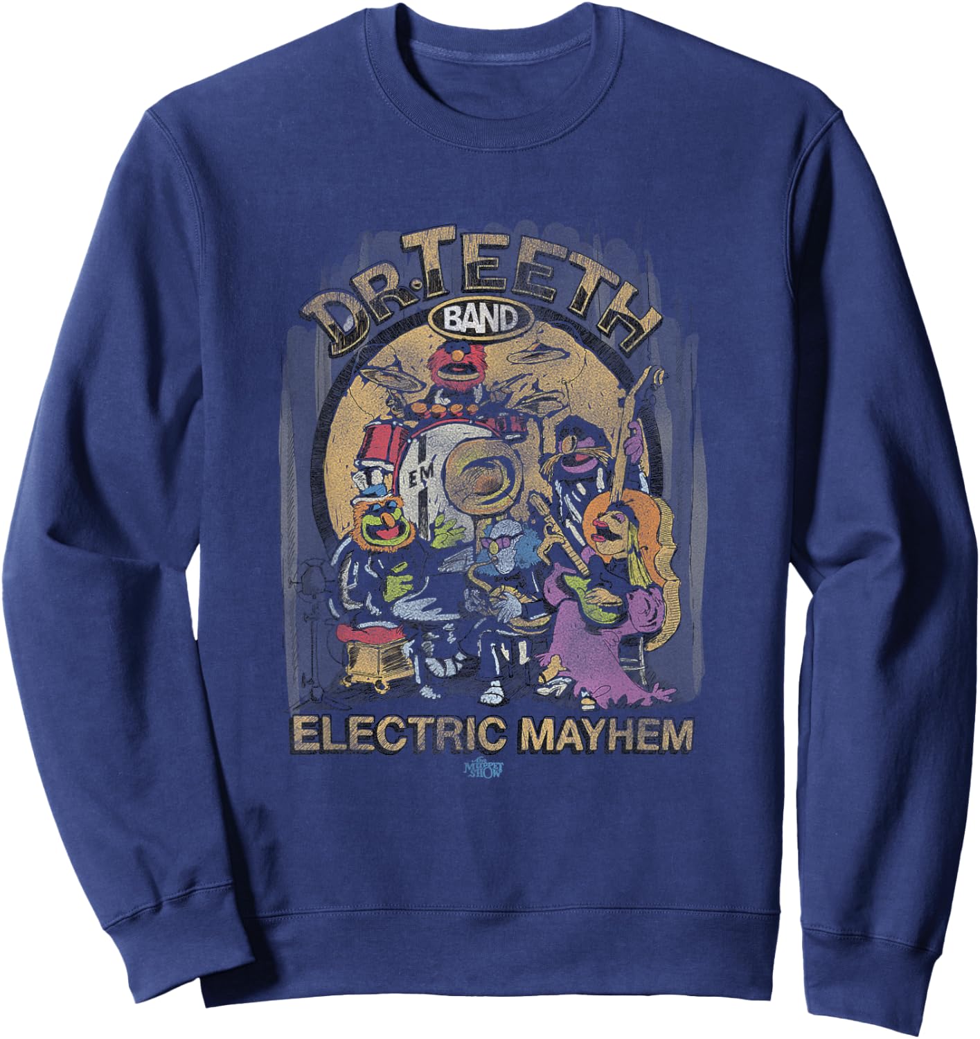 Disney The Muppets Show Dr. Teeth Electric Mayhem Distressed Sweatshirt - Sweatshirt | Navy