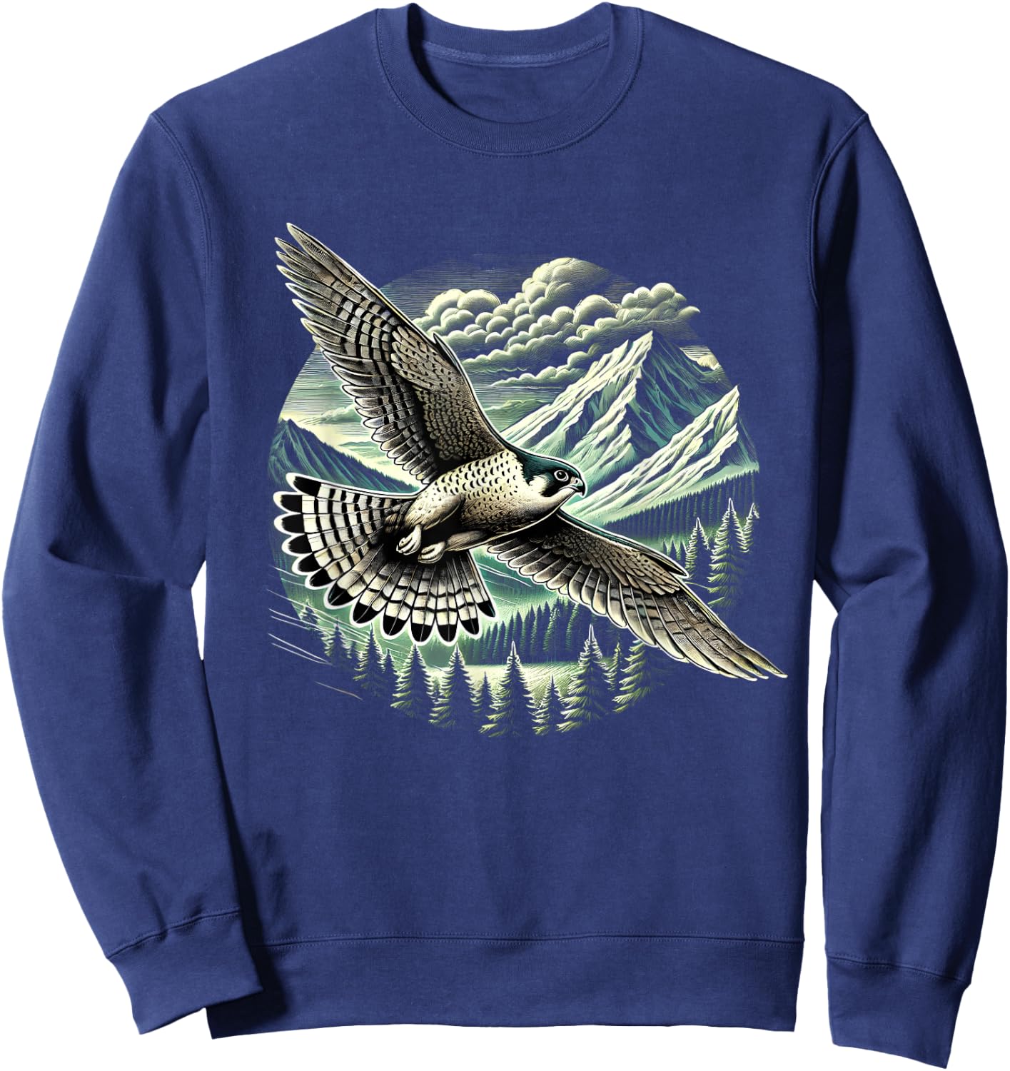 Peregrine Falcon Fly Bird Raptor Lover Birding Watcher Sweatshirt - Sweatshirt | Navy