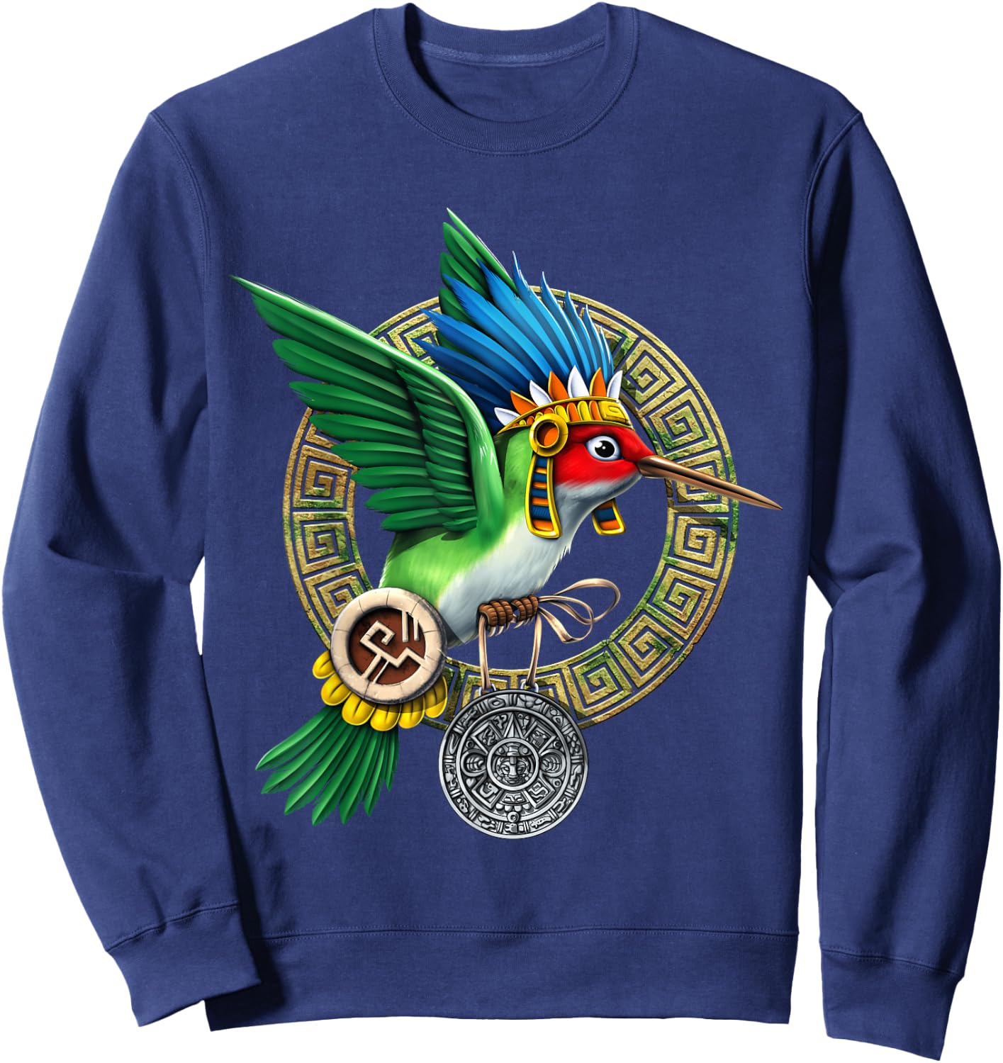 Aztec God Huitzilopochtli Hummingbird Mayan Colibri Bird Sweatshirt - Sweatshirt | Navy