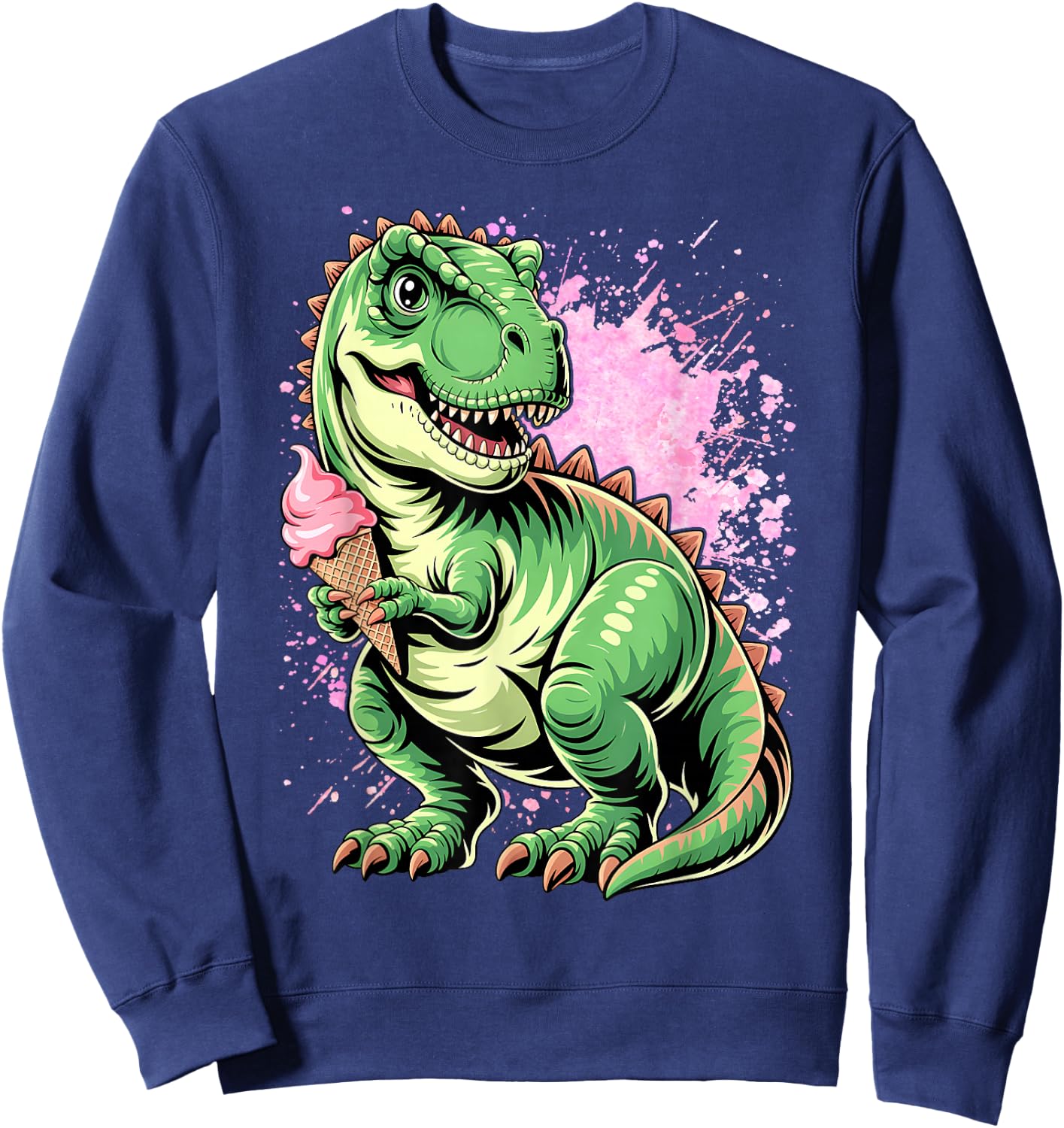 Ice Cream Dinosaur Brontosaurus Delicious Icecream Dino Sweatshirt - Sweatshirt | Navy